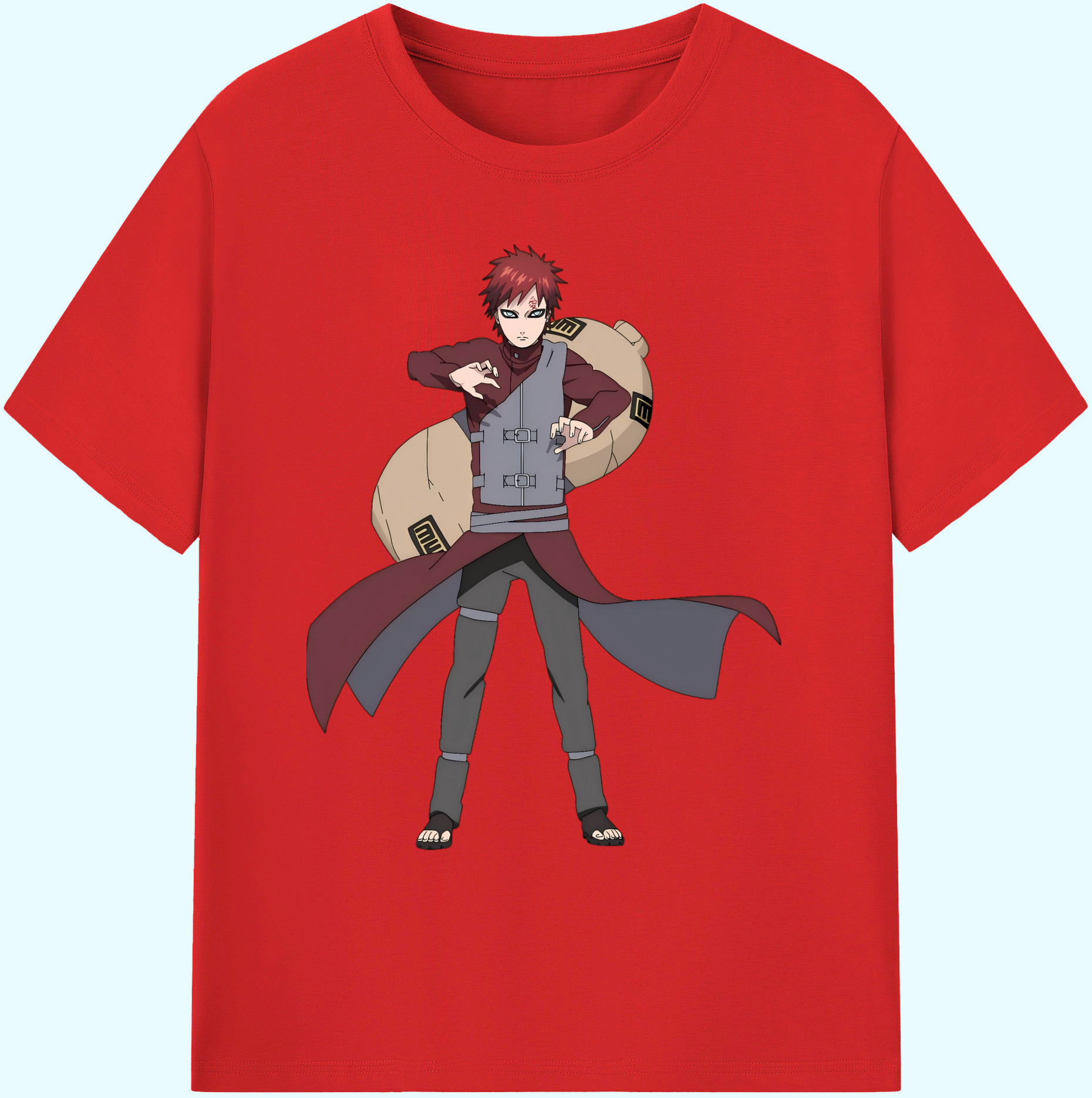 （画像用） NARUTO -ナルト- ガアラ Gaara 綿100％ メンズ半袖Tシャツ｜肌触りやわらか＆通気性