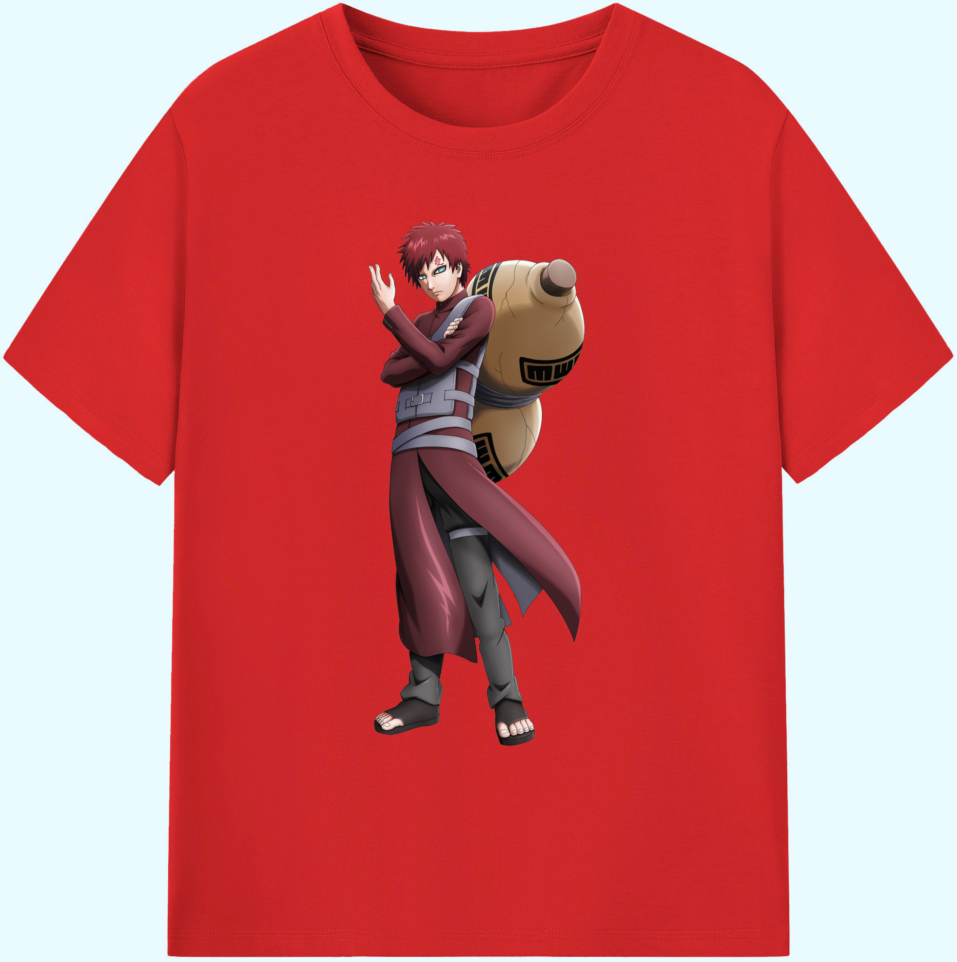 （画像用） NARUTO -ナルト- ガアラ Gaara 綿100％ メンズ半袖Tシャツ｜肌触りやわらか＆通気性