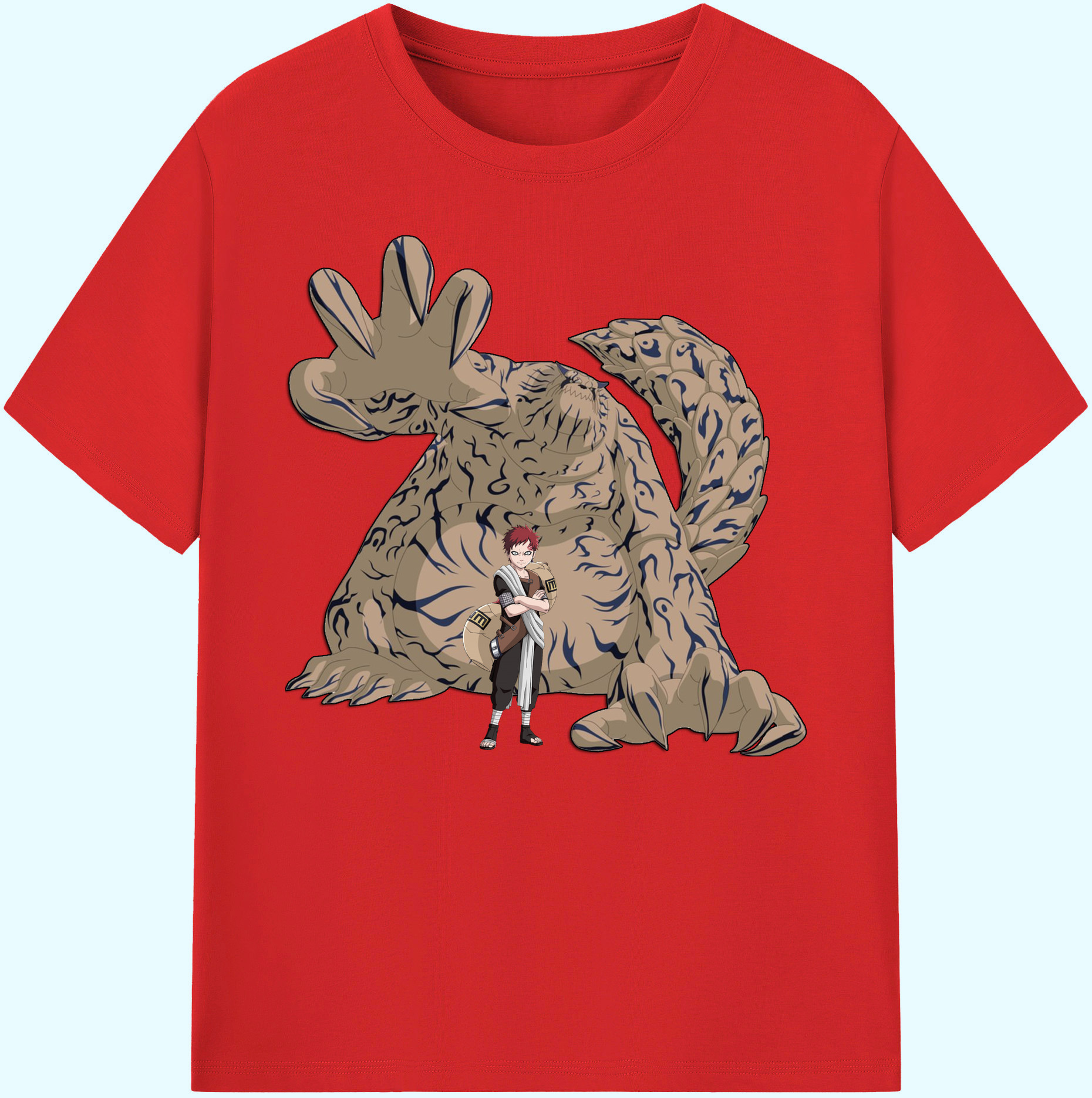 （画像用） NARUTO -ナルト- ガアラ Gaara 綿100％ メンズ半袖Tシャツ｜肌触りやわらか＆通気性