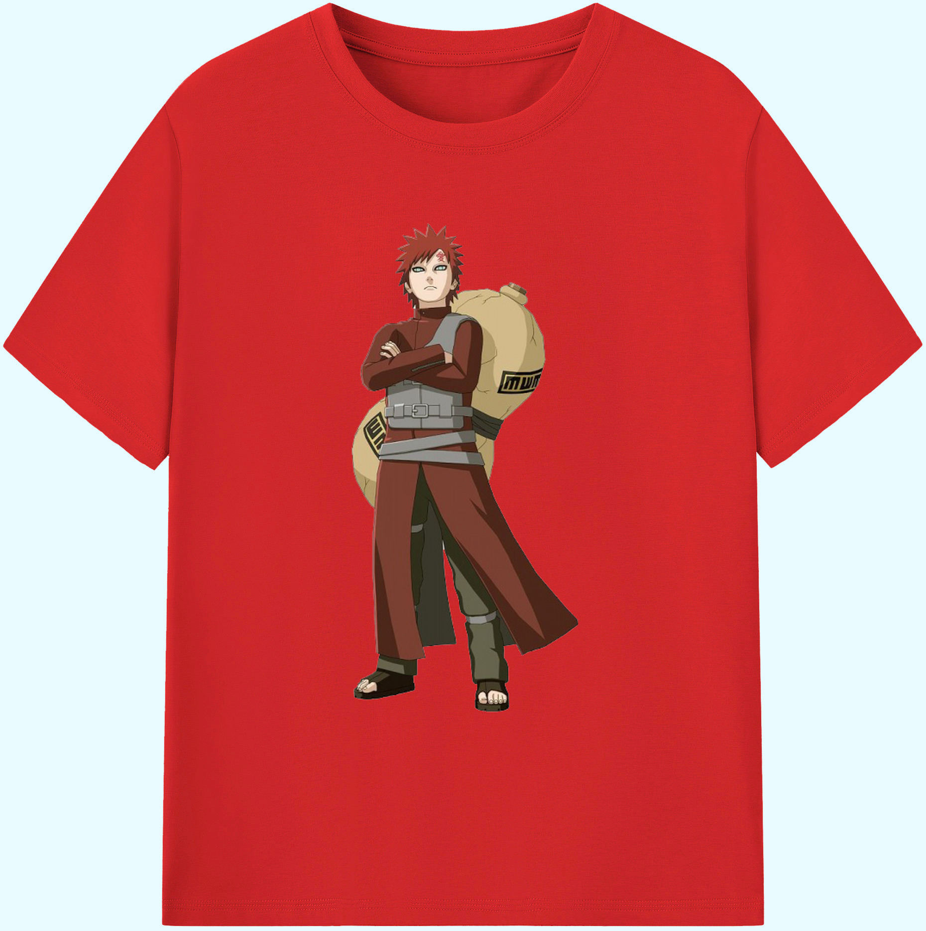 （画像用） NARUTO -ナルト- ガアラ Gaara 綿100％ メンズ半袖Tシャツ｜肌触りやわらか＆通気性