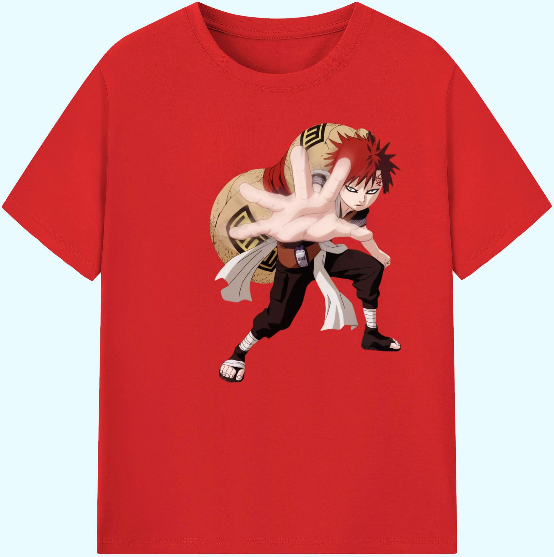 （画像用） NARUTO -ナルト- ガアラ Gaara 綿100％ メンズ半袖Tシャツ｜肌触りやわらか＆通気性