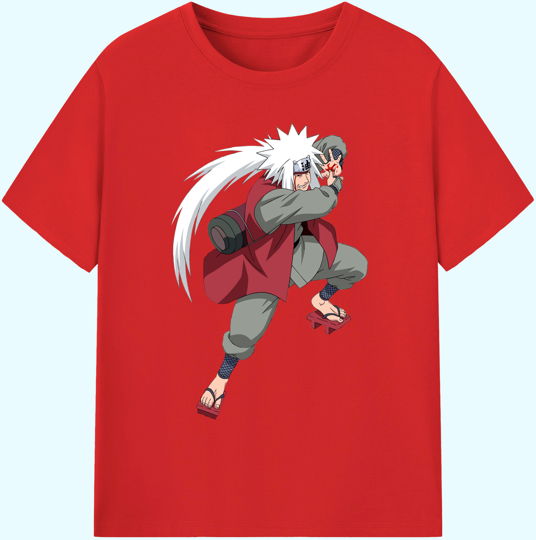 （画像用） NARUTO -ナルト- 自来也（じらいや） Jiraiya 綿100％ メンズ半袖Tシャツ｜肌触りやわらか＆通気性