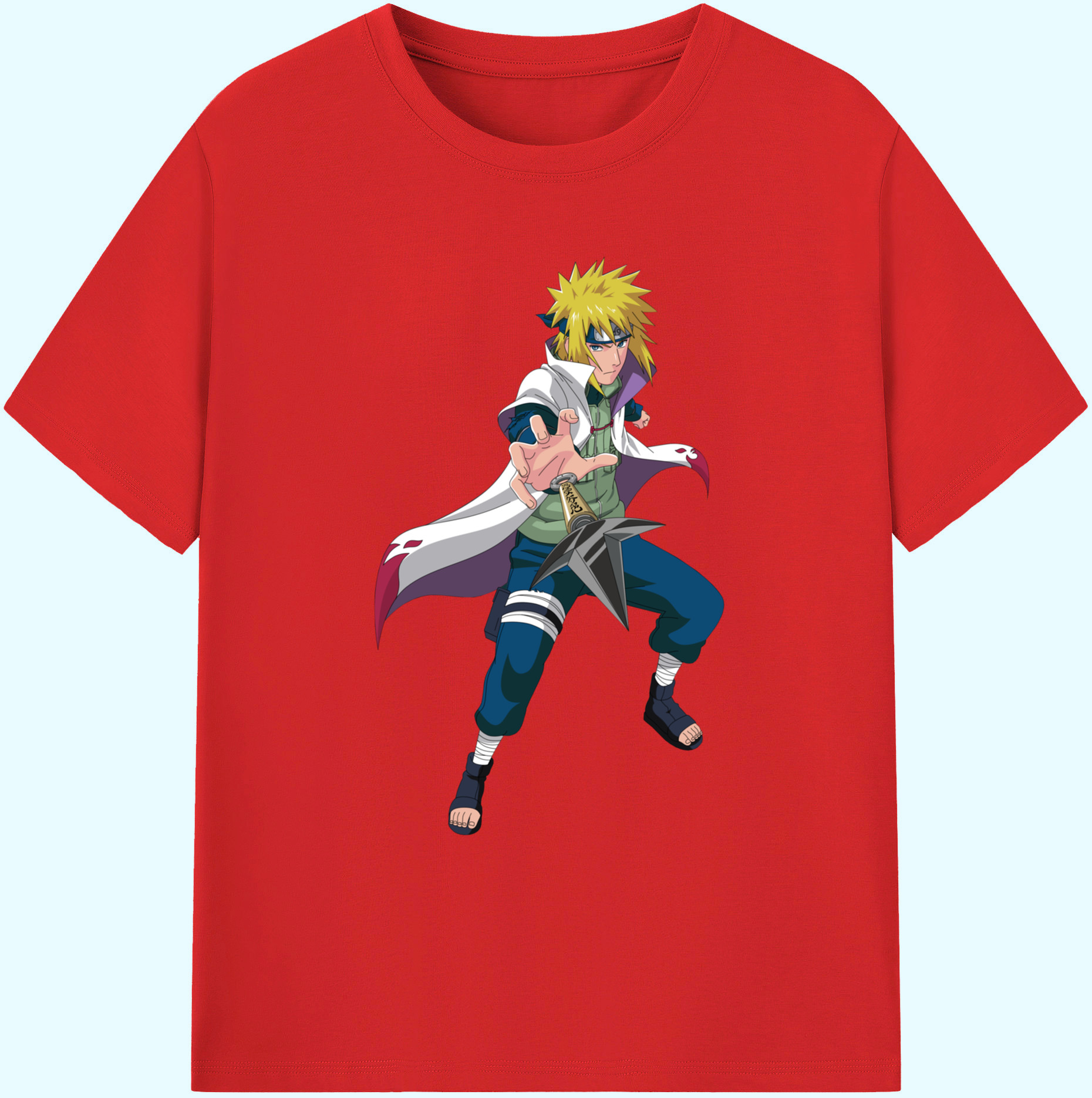 （画像用） NARUTO -ナルト- 波風 ミナト Namikaze Minato 綿100％ メンズ半袖Tシャツ｜肌触りやわらか＆通気性