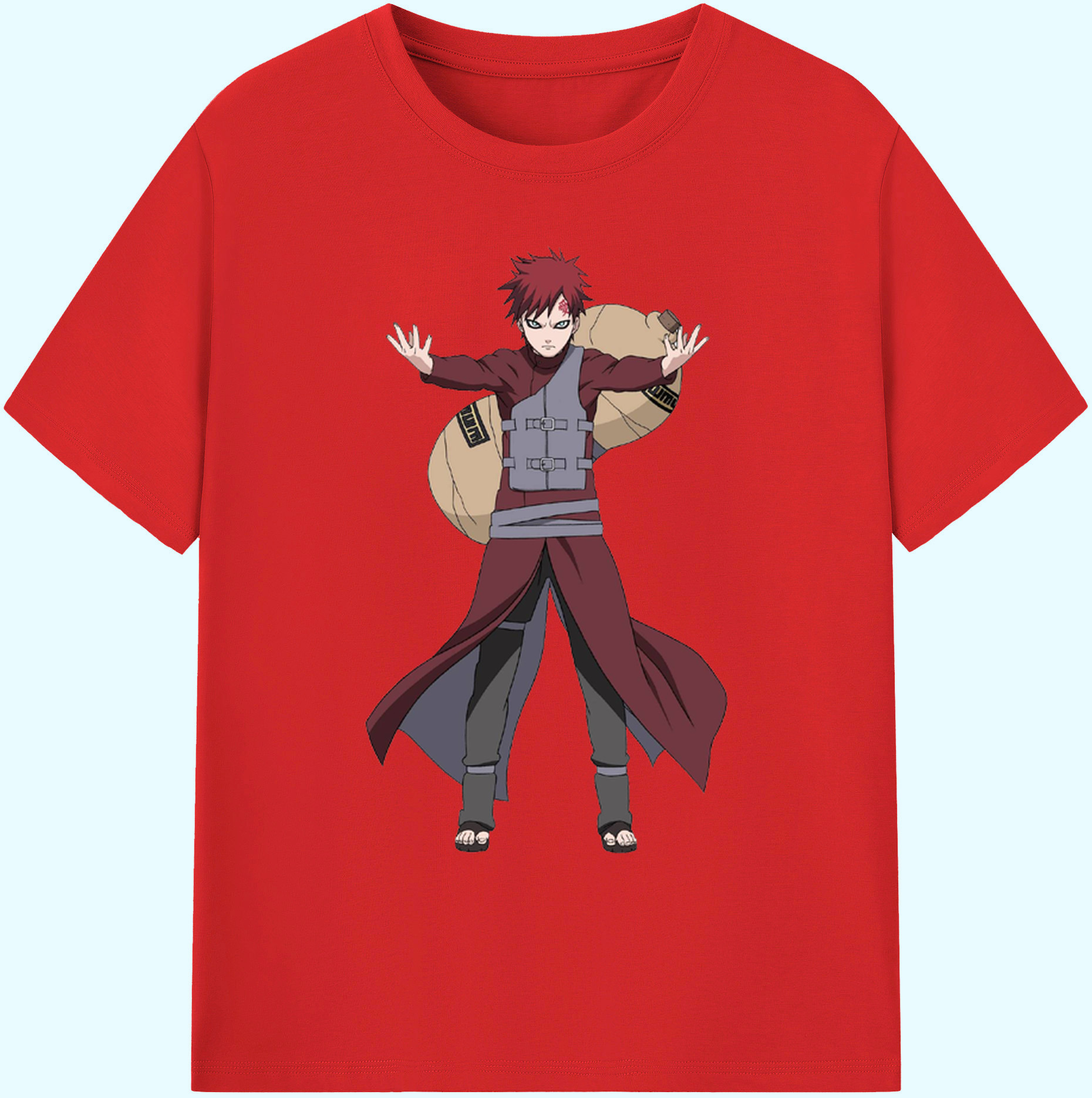 （画像用） NARUTO -ナルト- ガアラ Gaara 綿100％ メンズ半袖Tシャツ｜肌触りやわらか＆通気性