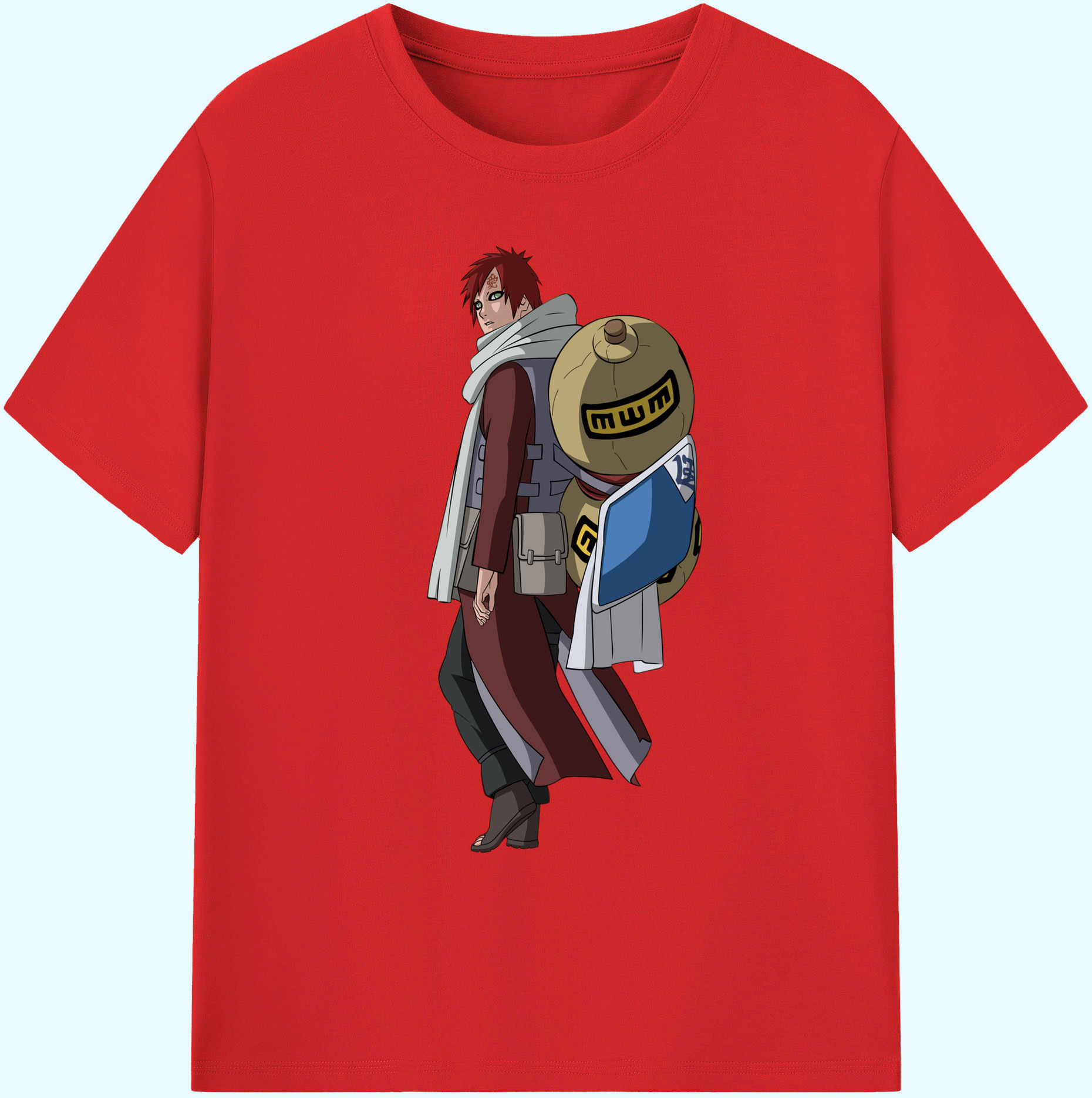 （画像用） NARUTO -ナルト- ガアラ Gaara 綿100％ メンズ半袖Tシャツ｜肌触りやわらか＆通気性