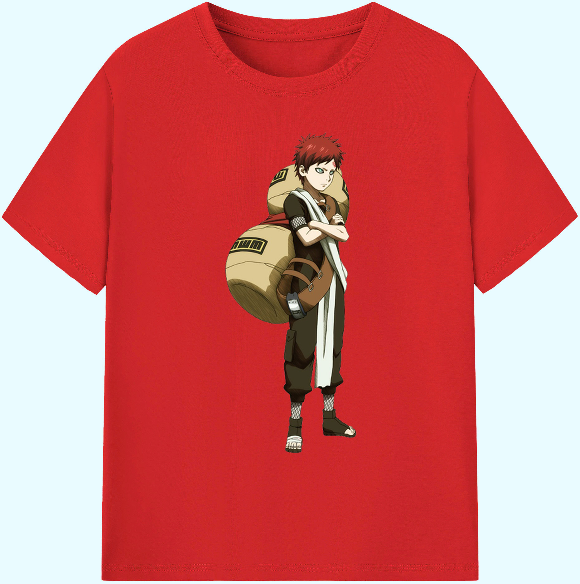（画像用） NARUTO -ナルト- ガアラ Gaara 綿100％ メンズ半袖Tシャツ｜肌触りやわらか＆通気性