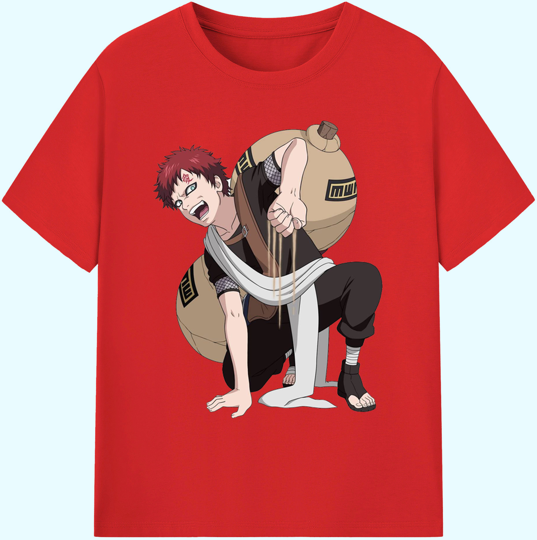 （画像用） NARUTO -ナルト- ガアラ Gaara 綿100％ メンズ半袖Tシャツ｜肌触りやわらか＆通気性