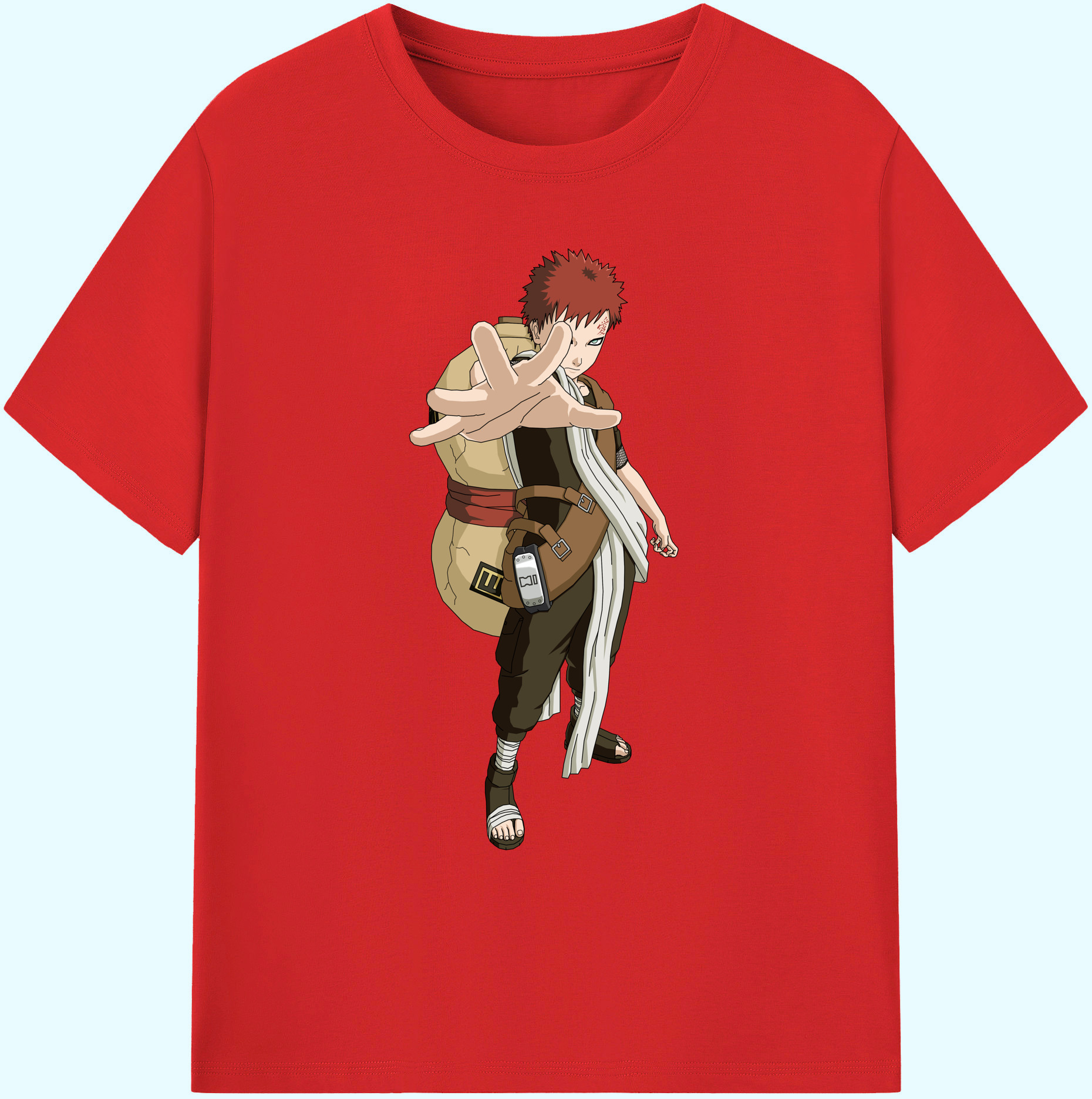 （画像用） NARUTO -ナルト- ガアラ Gaara 綿100％ メンズ半袖Tシャツ｜肌触りやわらか＆通気性