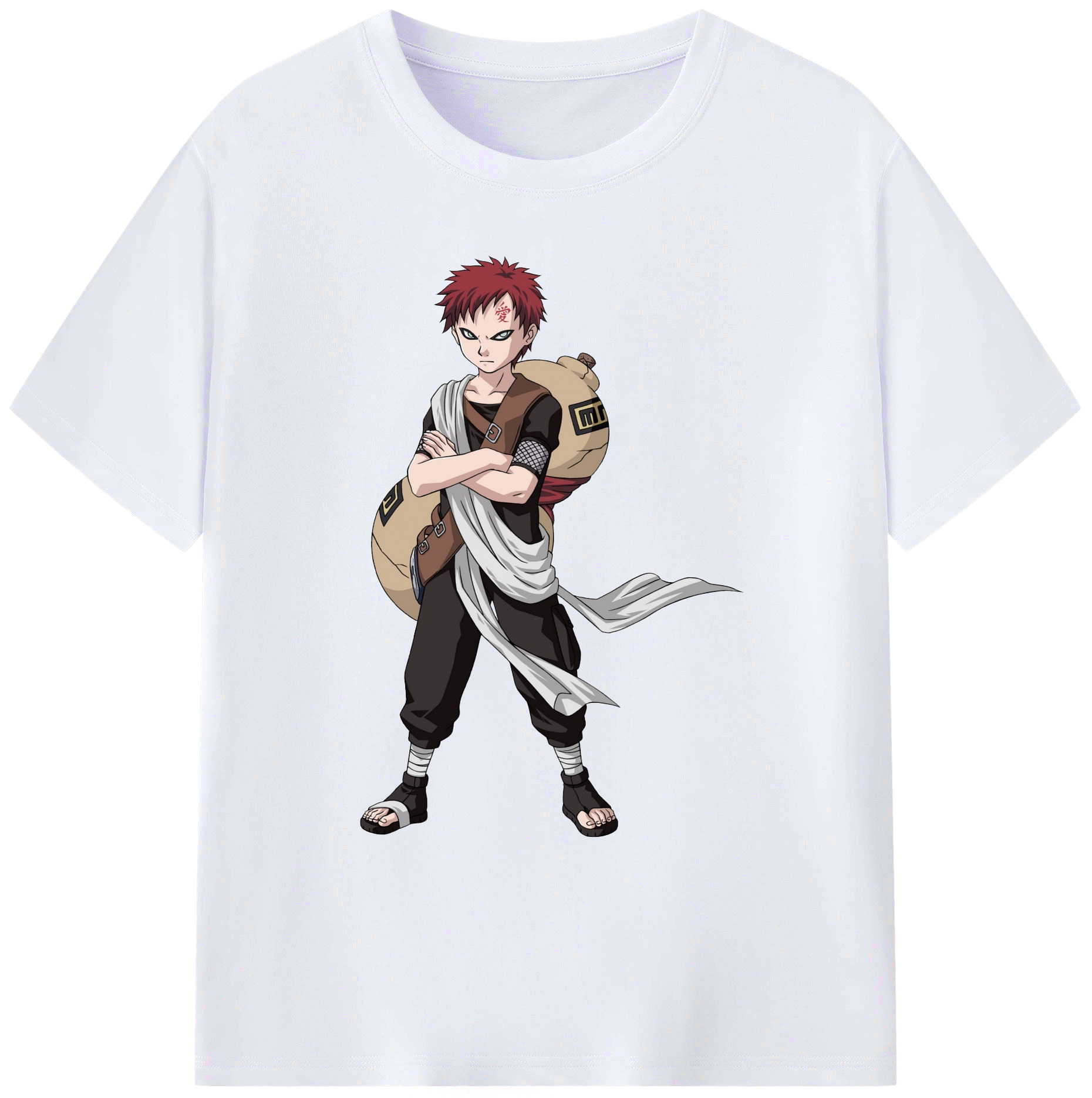 （画像用） NARUTO -ナルト- ガアラ Gaara 綿100％ メンズ半袖Tシャツ｜肌触りやわらか＆通気性