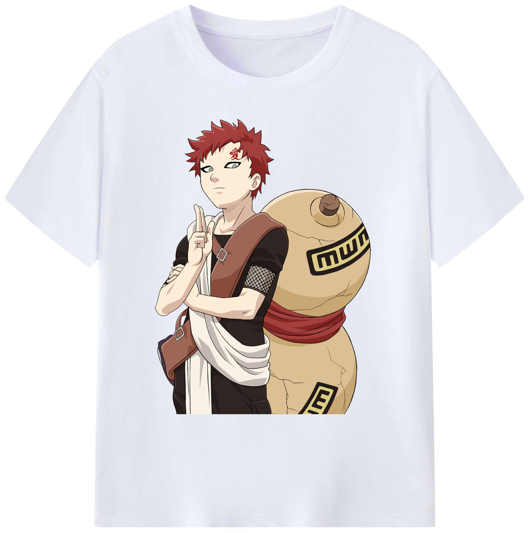 （画像用） NARUTO -ナルト- ガアラ Gaara 綿100％ メンズ半袖Tシャツ｜肌触りやわらか＆通気性