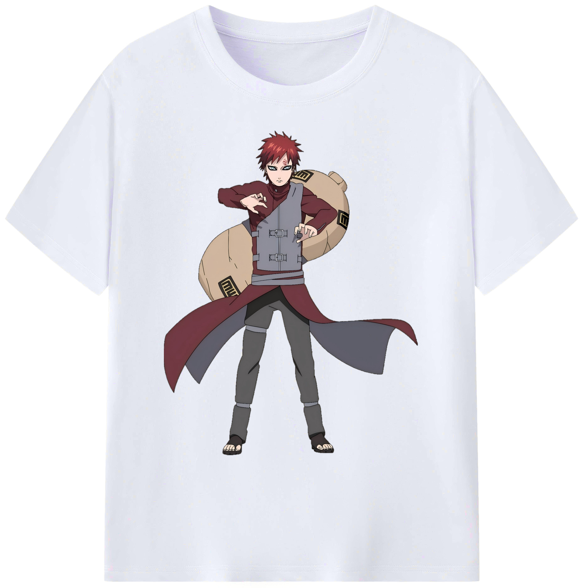 （画像用） NARUTO -ナルト- ガアラ Gaara 綿100％ メンズ半袖Tシャツ｜肌触りやわらか＆通気性