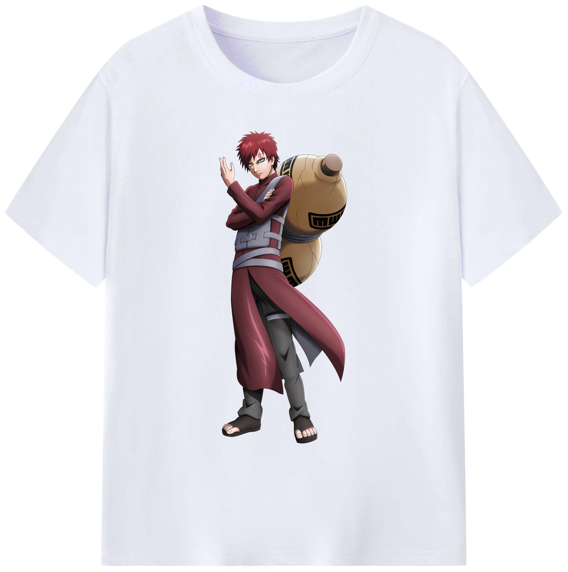 （画像用） NARUTO -ナルト- ガアラ Gaara 綿100％ メンズ半袖Tシャツ｜肌触りやわらか＆通気性