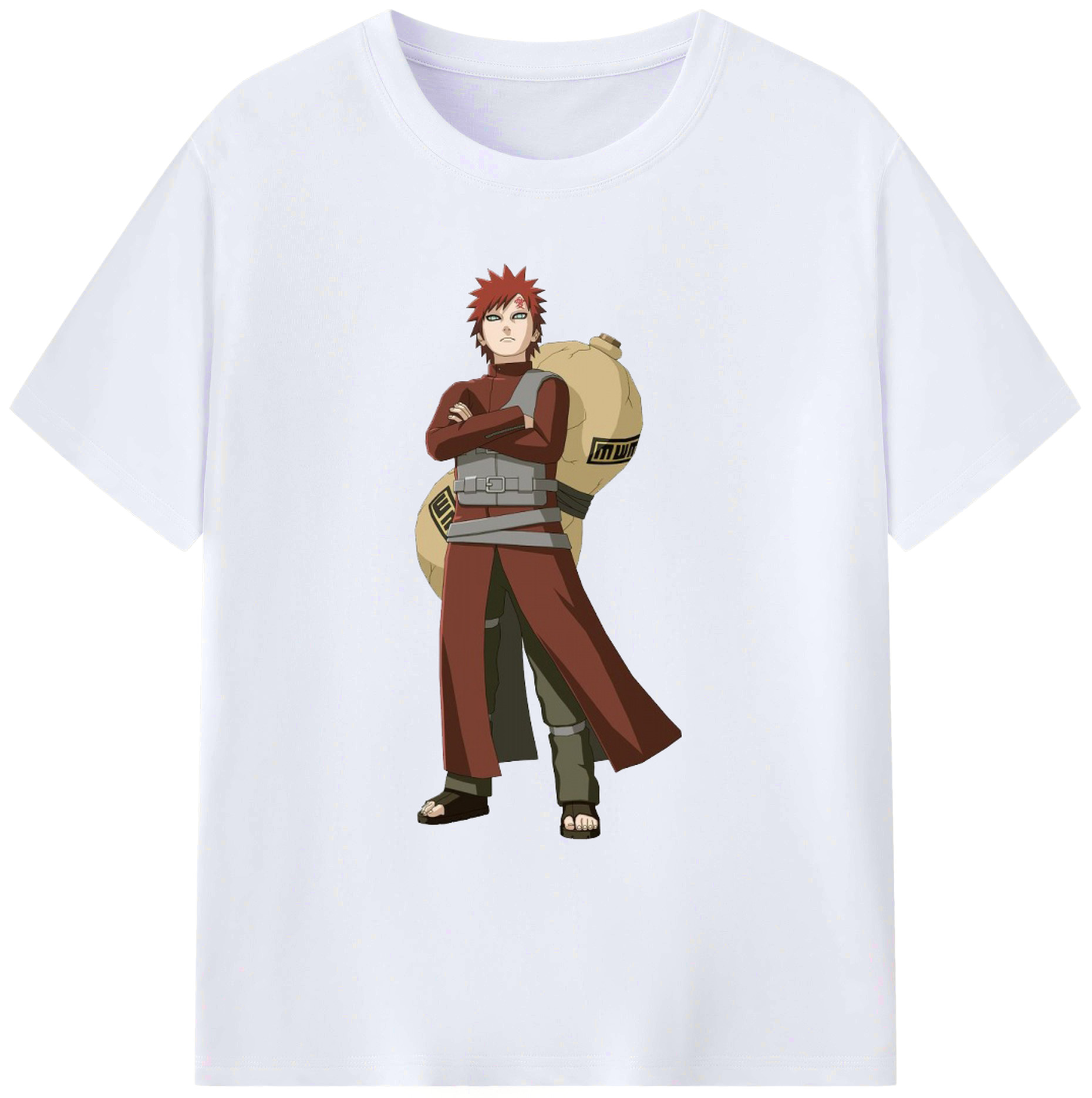 （画像用） NARUTO -ナルト- ガアラ Gaara 綿100％ メンズ半袖Tシャツ｜肌触りやわらか＆通気性