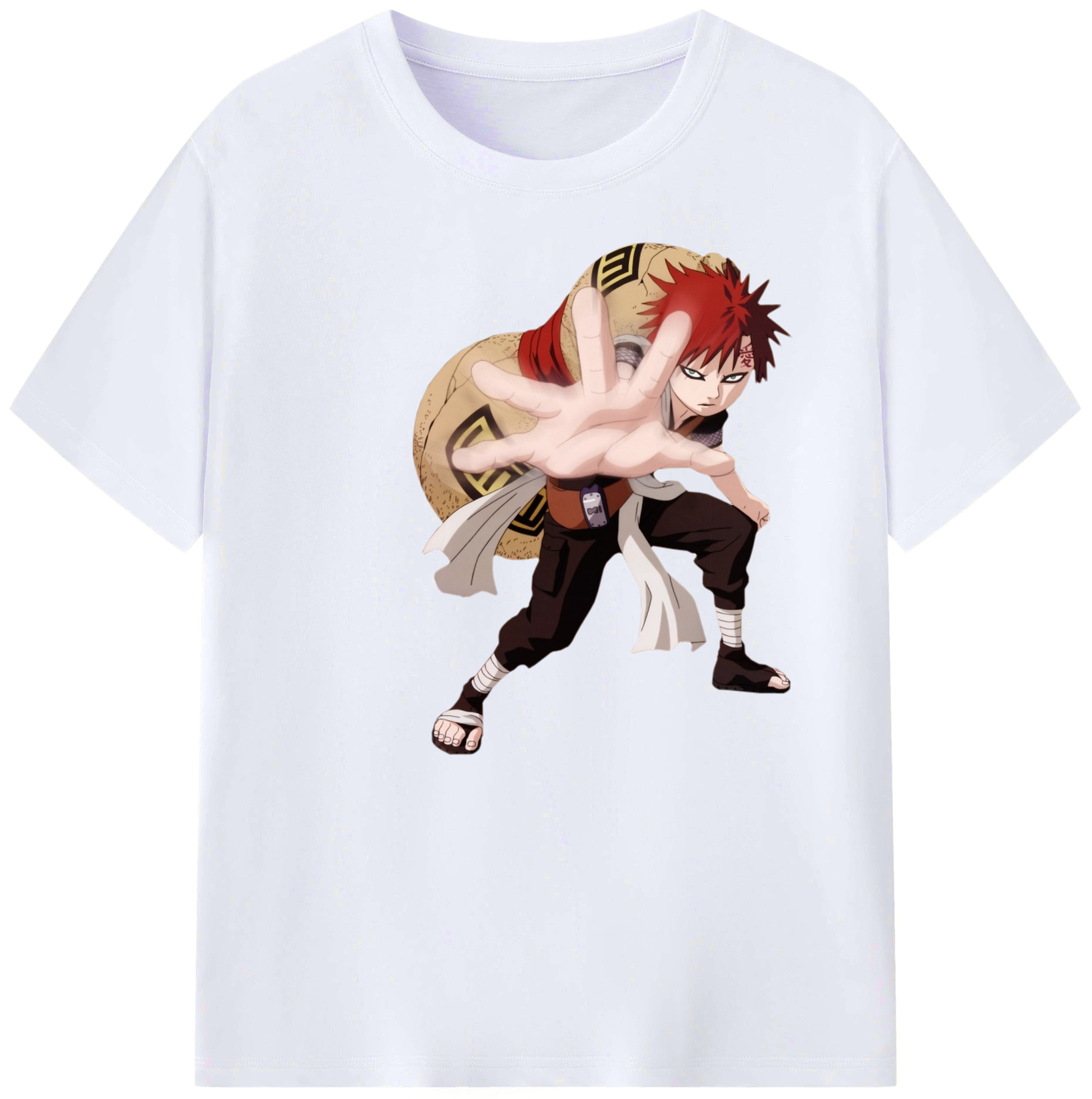 （画像用） NARUTO -ナルト- ガアラ Gaara 綿100％ メンズ半袖Tシャツ｜肌触りやわらか＆通気性