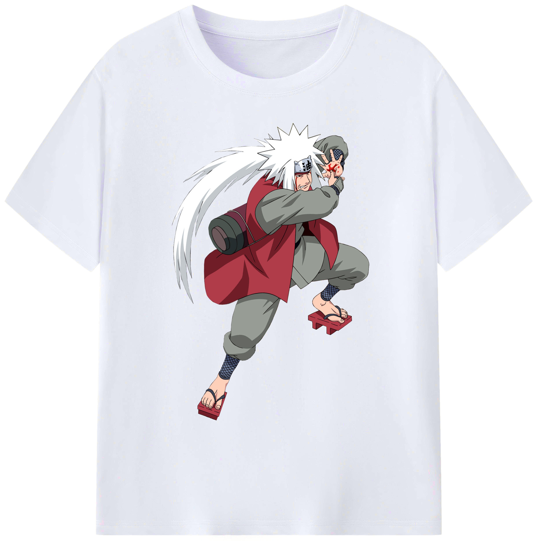 （画像用） NARUTO -ナルト- 自来也（じらいや） Jiraiya 綿100％ メンズ半袖Tシャツ｜肌触りやわらか＆通気性