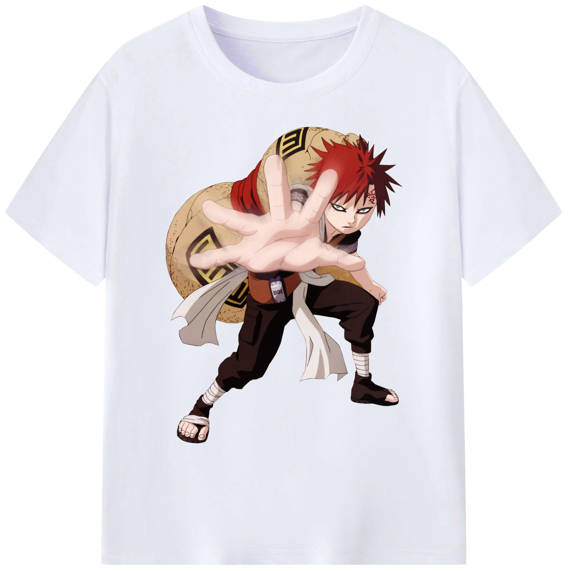 （画像用） NARUTO -ナルト- ガアラ Gaara 綿100％ メンズ半袖Tシャツ｜肌触りやわらか＆通気性