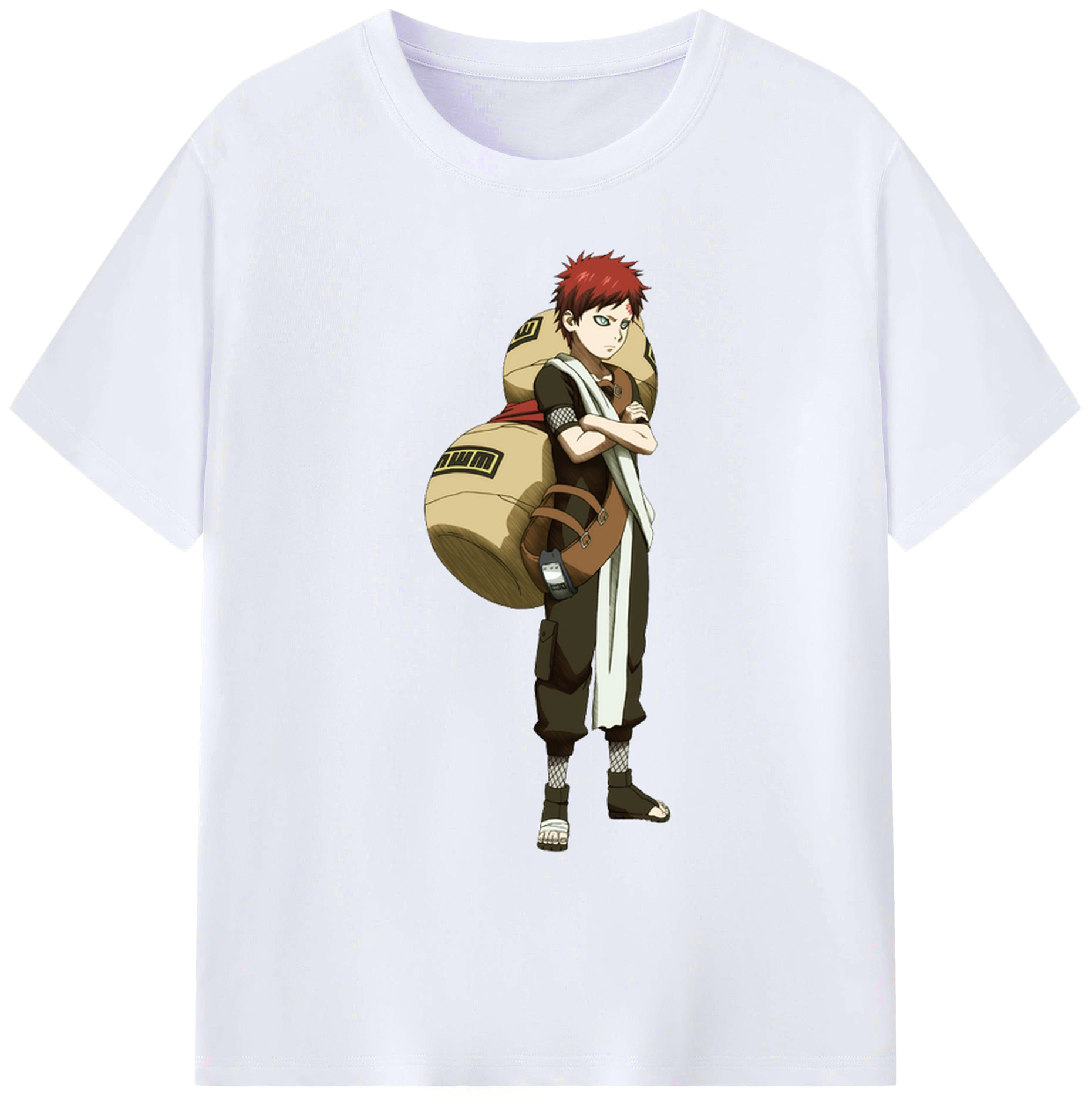 （画像用） NARUTO -ナルト- ガアラ Gaara 綿100％ メンズ半袖Tシャツ｜肌触りやわらか＆通気性