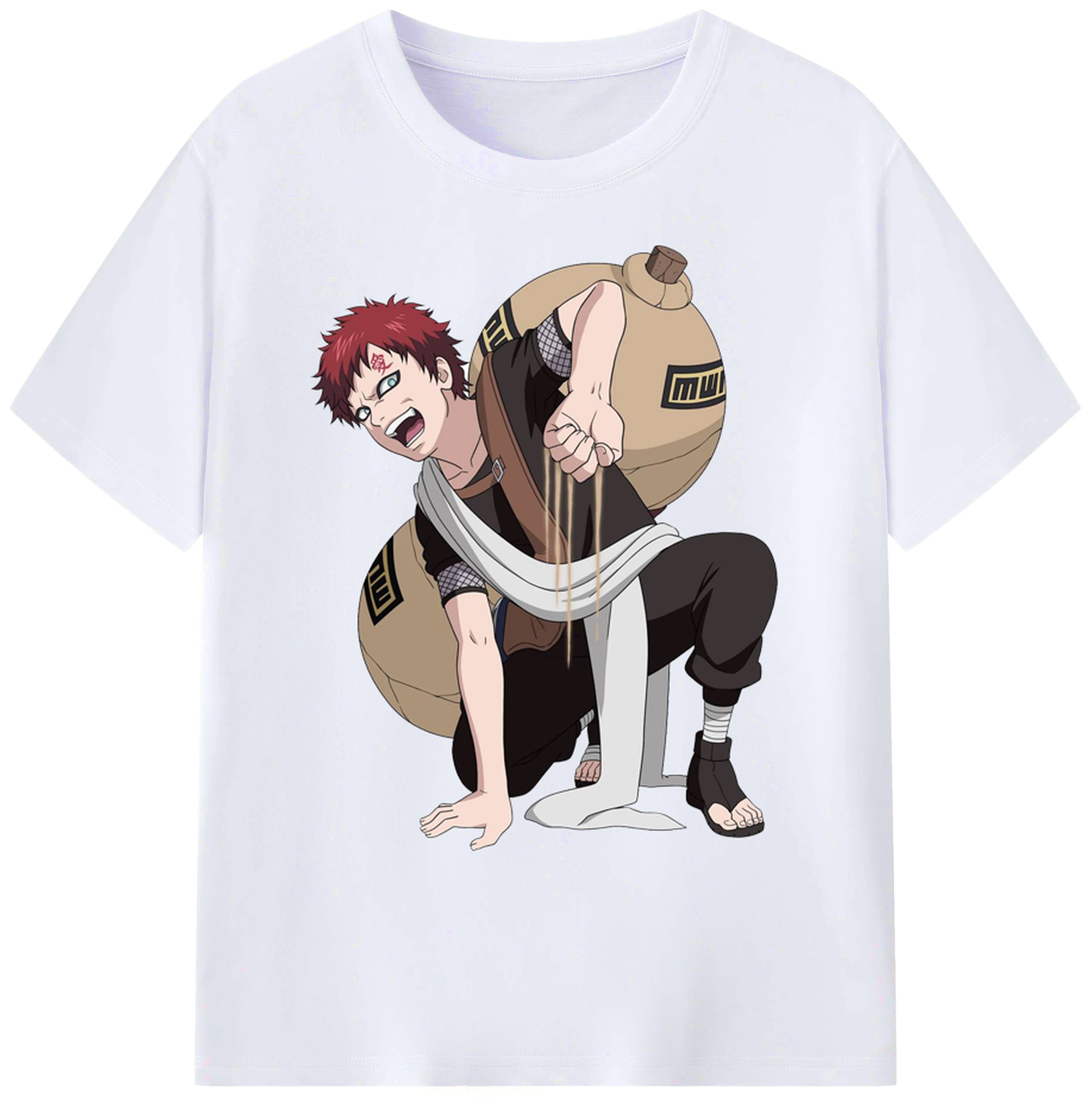 （画像用） NARUTO -ナルト- ガアラ Gaara 綿100％ メンズ半袖Tシャツ｜肌触りやわらか＆通気性