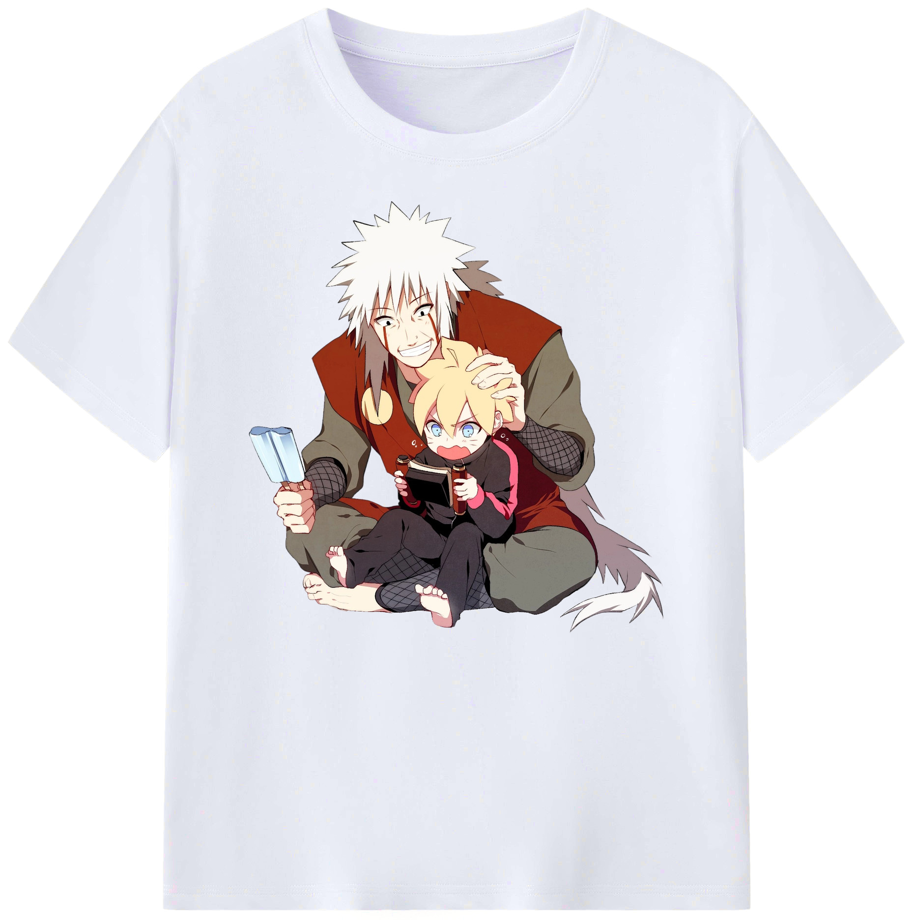 （画像用） NARUTO -ナルト- 自来也（じらいや） Jiraiya 綿100％ メンズ半袖Tシャツ｜肌触りやわらか＆通気性
