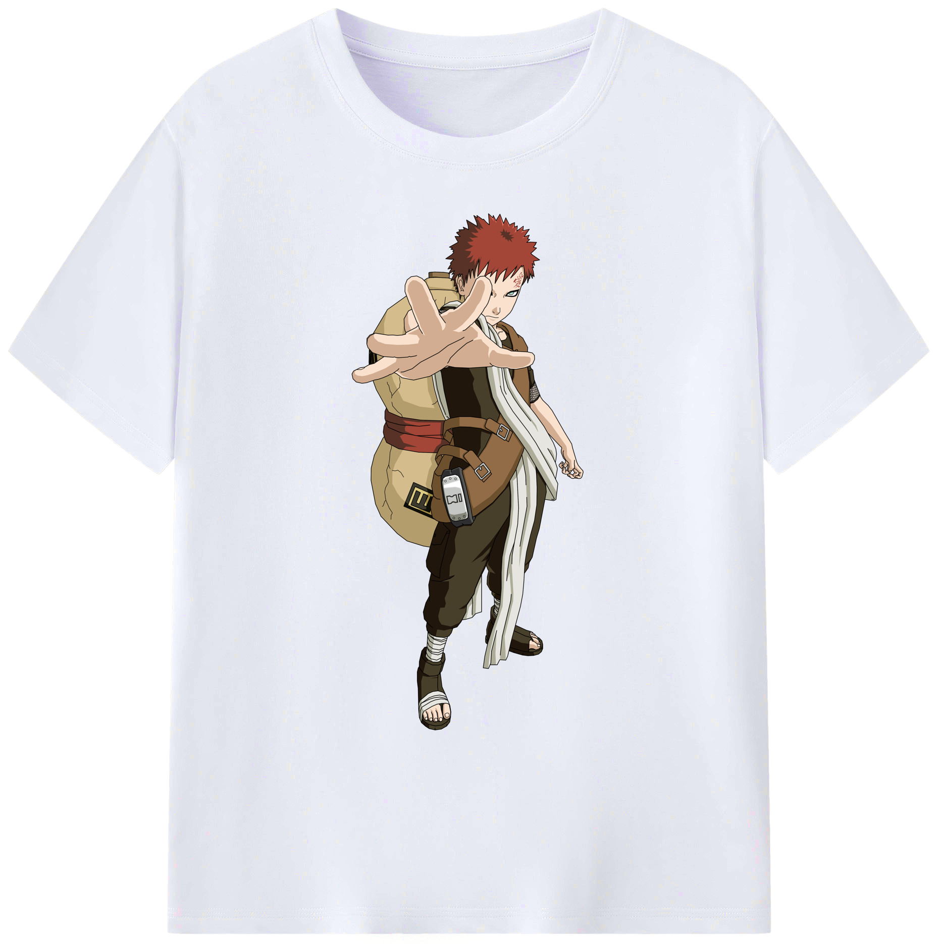 （画像用） NARUTO -ナルト- ガアラ Gaara 綿100％ メンズ半袖Tシャツ｜肌触りやわらか＆通気性
