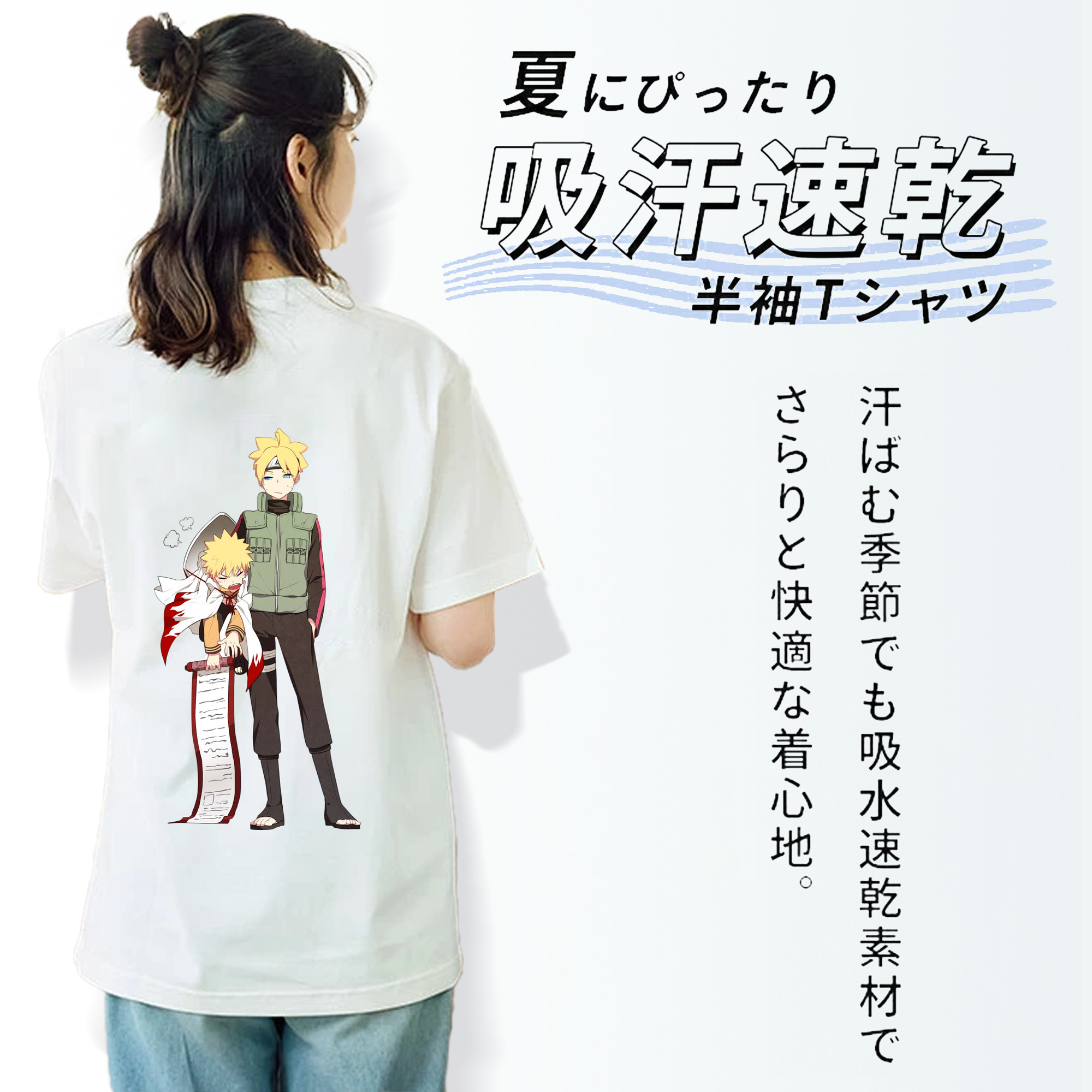 NARUTO -ナルト- 波風 ミナト Namikaze Minato レディース半袖Tシャツ(バックプリント)