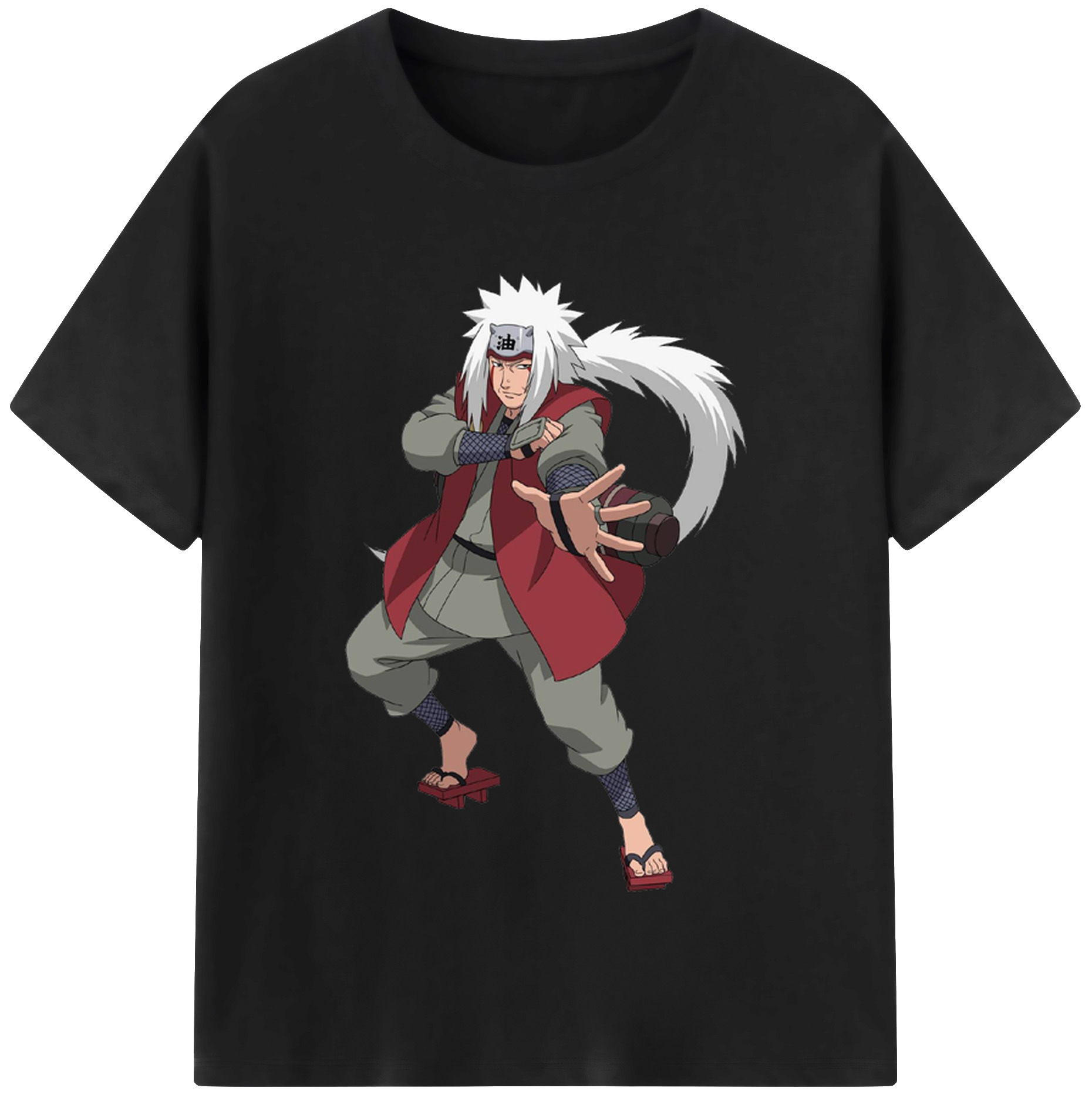 （画像用） NARUTO -ナルト- 自来也（じらいや） Jiraiya レディースカジュアルプリントTシャツ（綿100％）