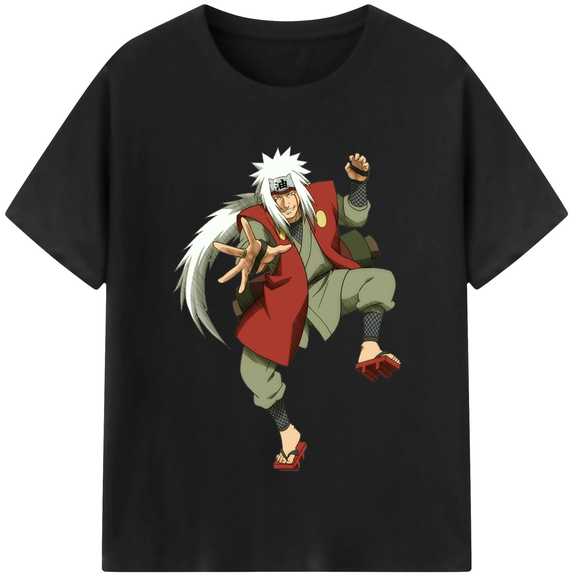 （画像用） NARUTO -ナルト- 自来也（じらいや） Jiraiya レディースカジュアルプリントTシャツ（綿100％）