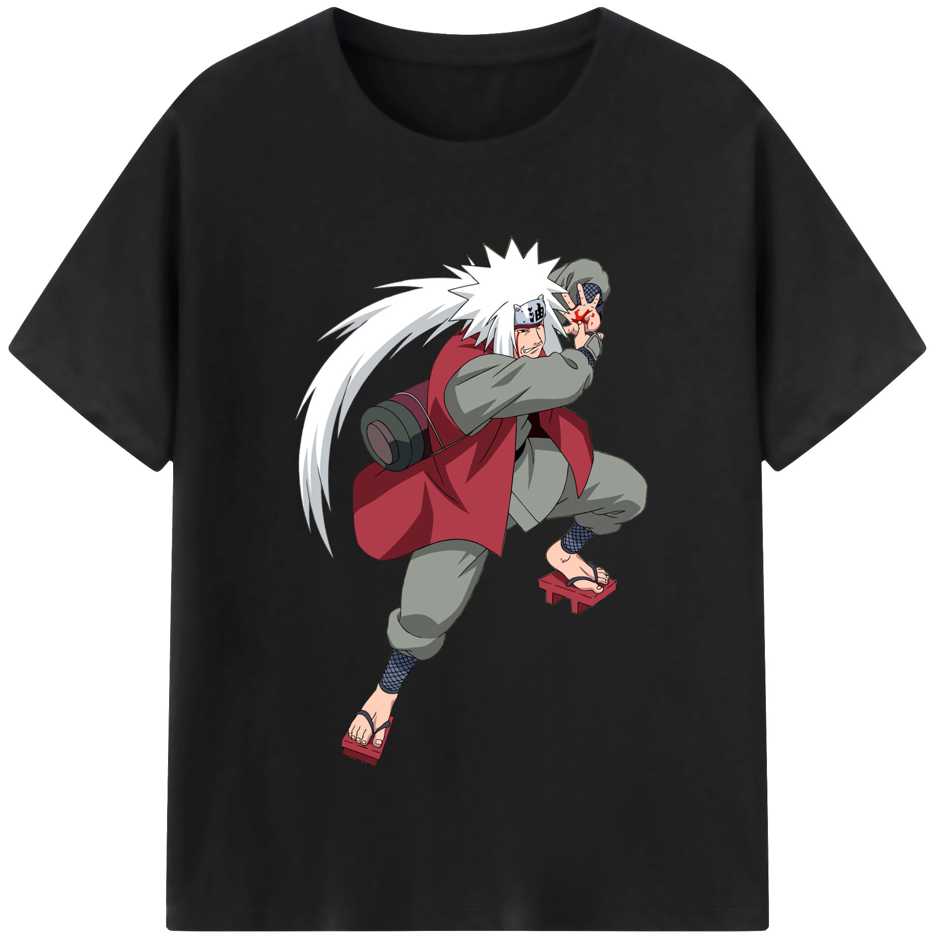 （画像用） NARUTO -ナルト- 自来也（じらいや） Jiraiya レディースカジュアルプリントTシャツ（綿100％）