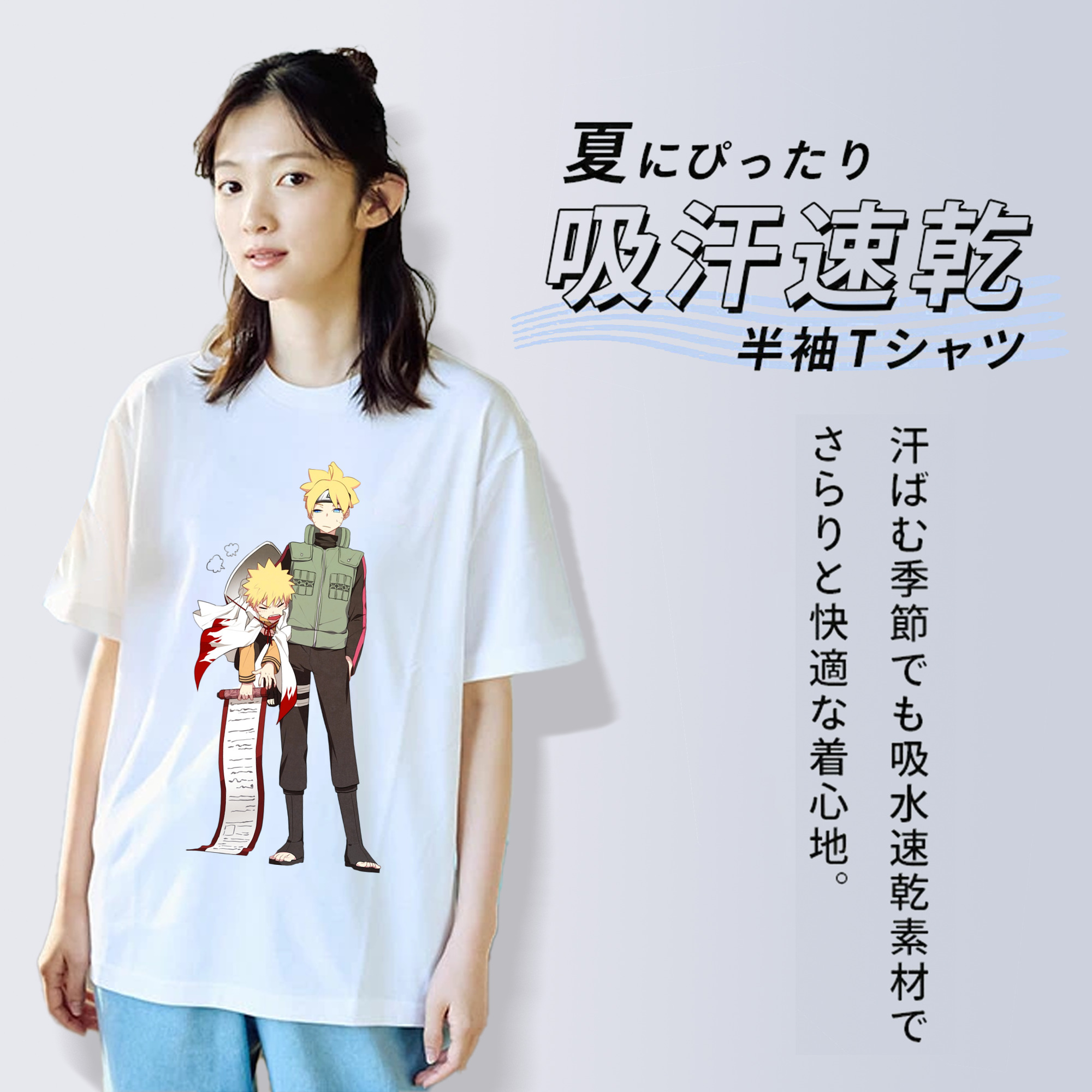 NARUTO -ナルト- 波風 ミナト Namikaze Minato レディースカジュアルプリントTシャツ（綿100％）