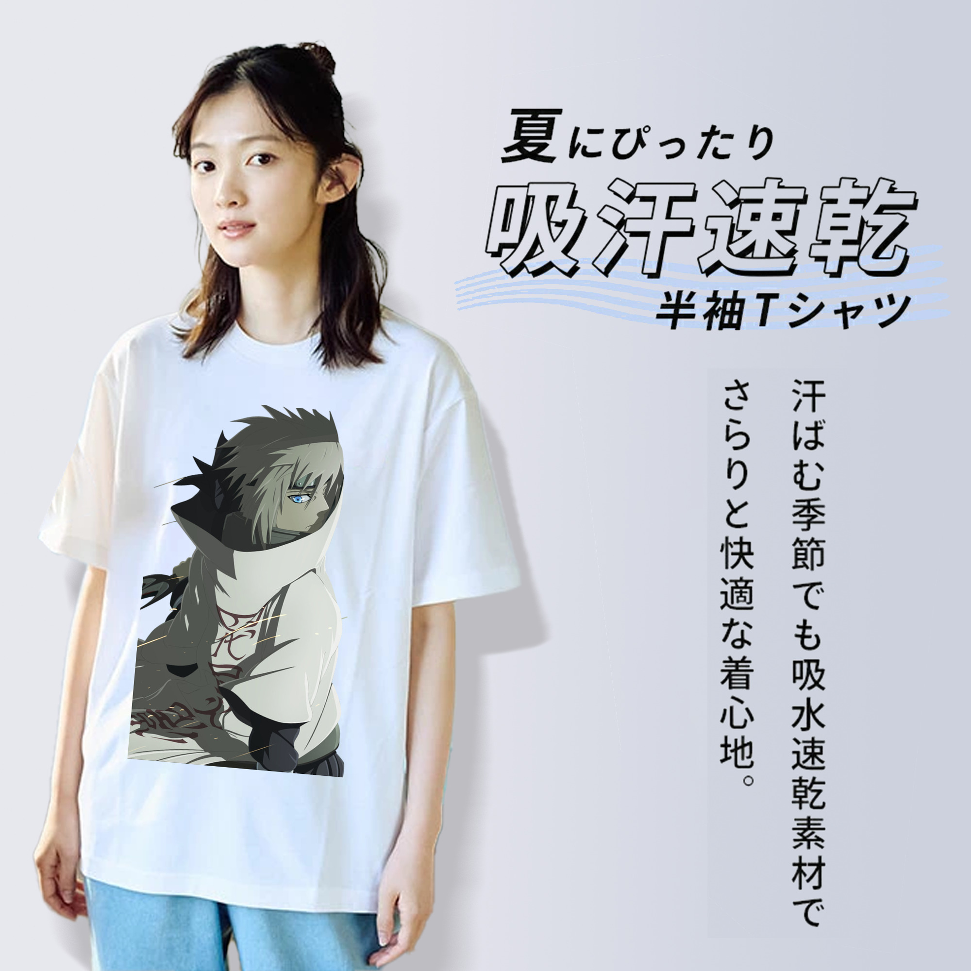 NARUTO -ナルト- 波風 ミナト Namikaze Minato レディースカジュアルプリントTシャツ（綿100％）