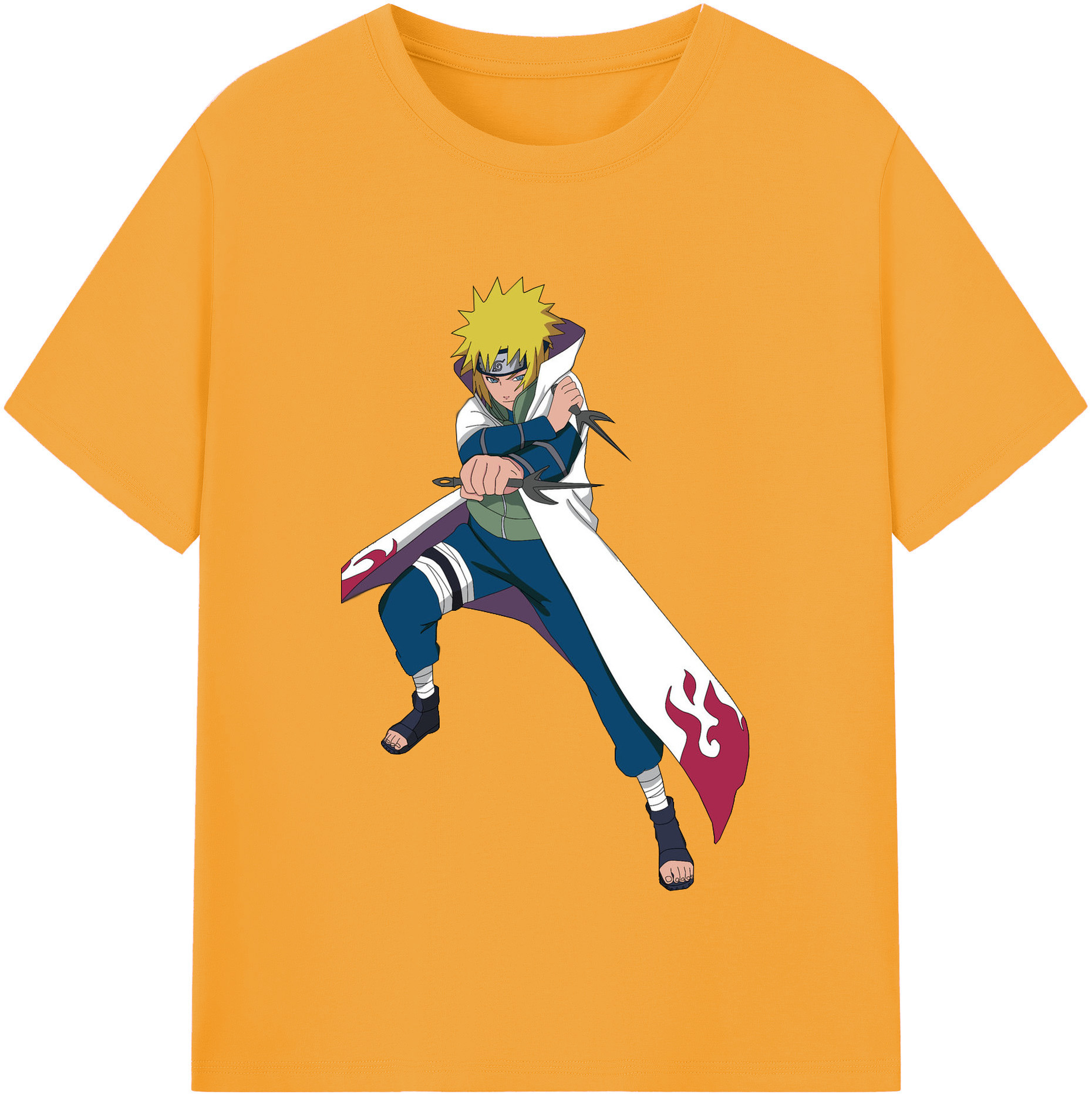 （画像用） NARUTO -ナルト- 波風 ミナト Namikaze Minato レディースカジュアルプリントTシャツ（綿100％）