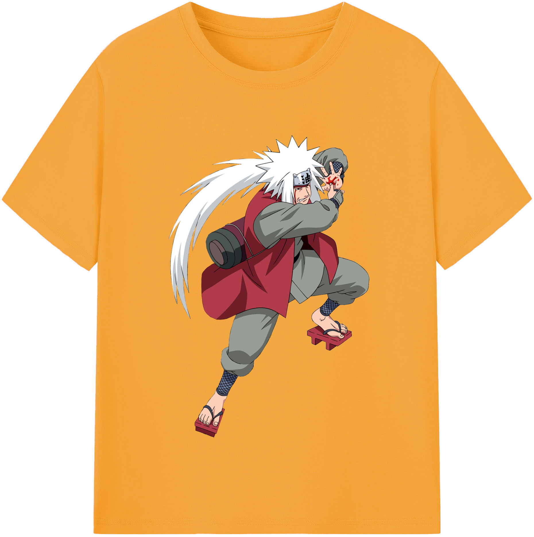 （画像用） NARUTO -ナルト- 自来也（じらいや） Jiraiya レディースカジュアルプリントTシャツ（綿100％）