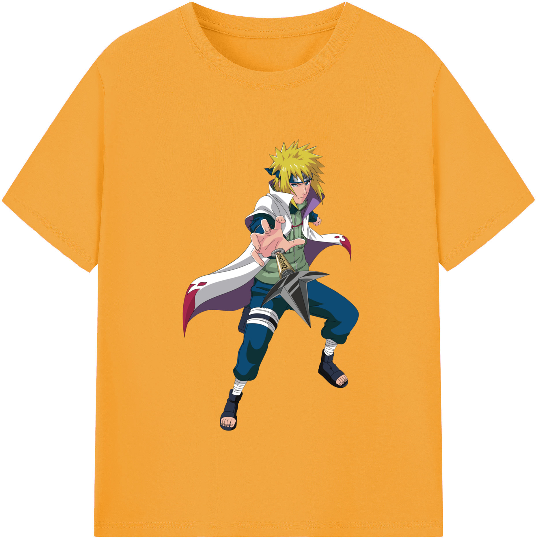 （画像用） NARUTO -ナルト- 波風 ミナト Namikaze Minato レディースカジュアルプリントTシャツ（綿100％）