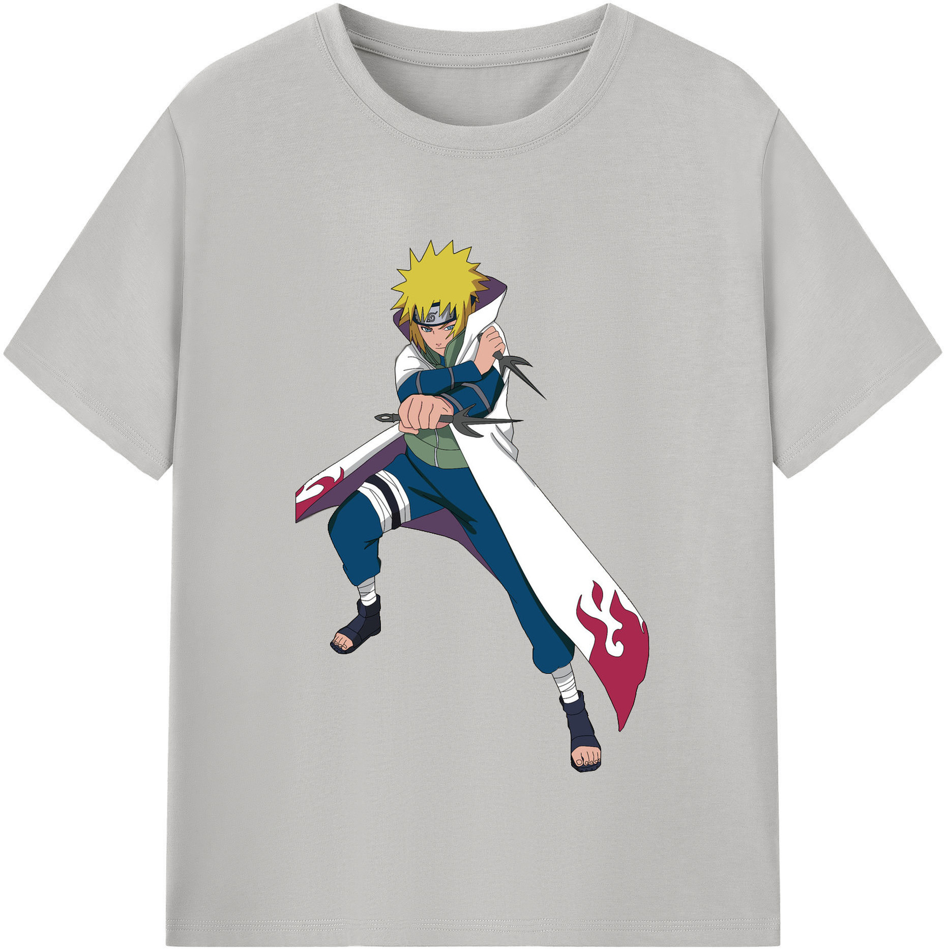 （画像用） NARUTO -ナルト- 波風 ミナト Namikaze Minato レディースカジュアルプリントTシャツ（綿100％）