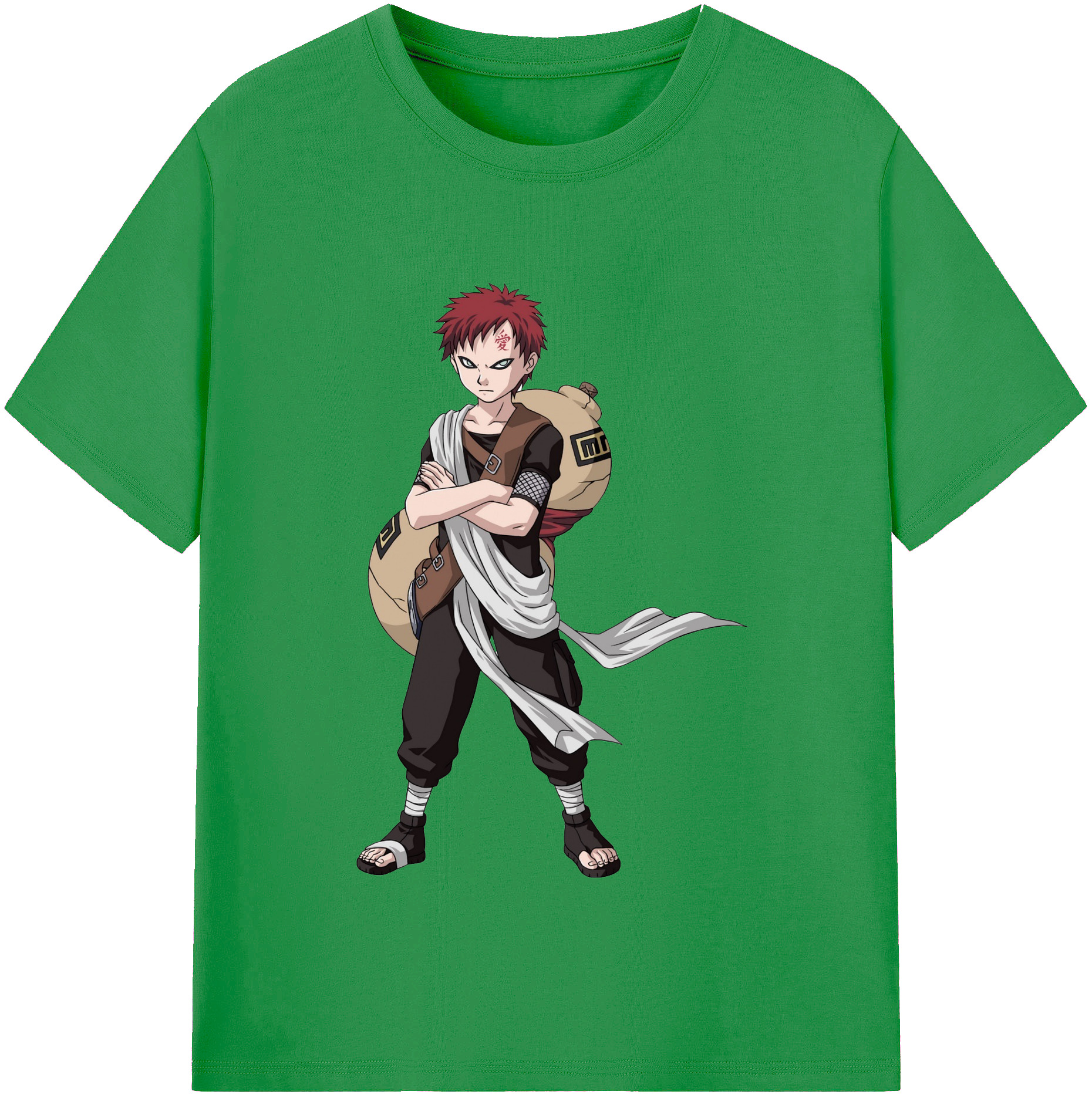（画像用） NARUTO -ナルト- ガアラ Gaara レディースカジュアルプリントTシャツ（綿100％）
