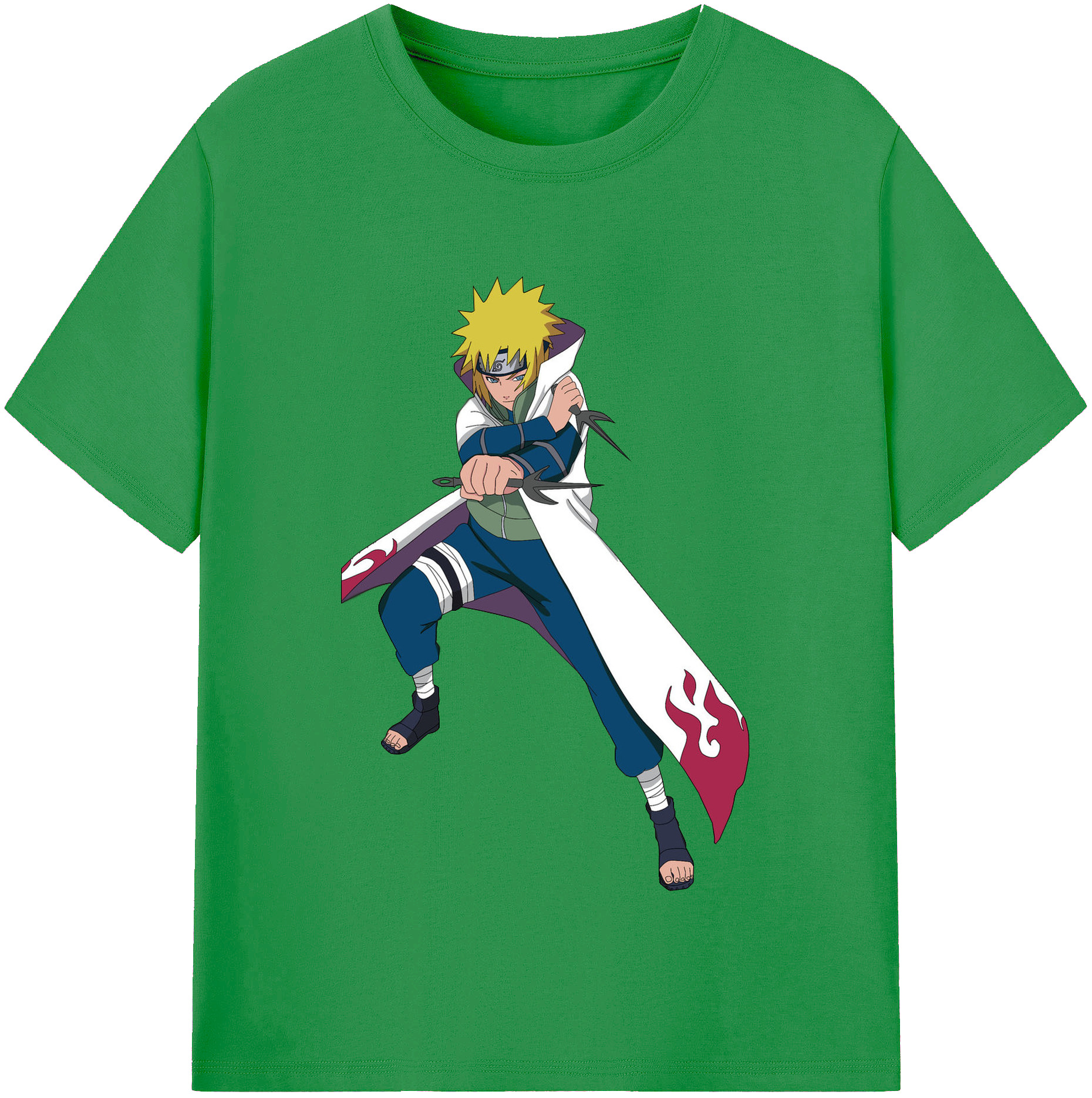 （画像用） NARUTO -ナルト- 波風 ミナト Namikaze Minato レディースカジュアルプリントTシャツ（綿100％）