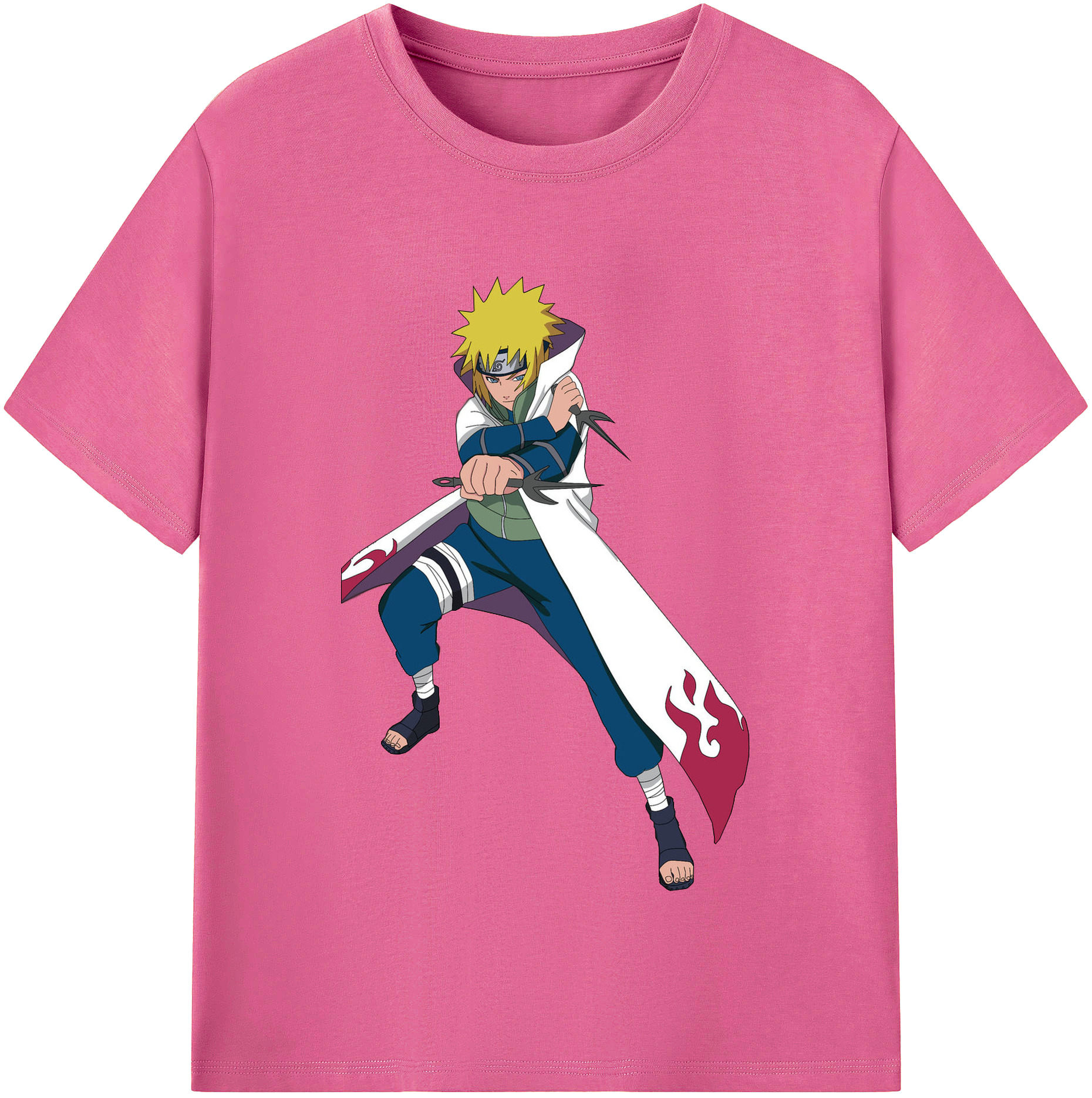 （画像用） NARUTO -ナルト- 波風 ミナト Namikaze Minato レディースカジュアルプリントTシャツ（綿100％）
