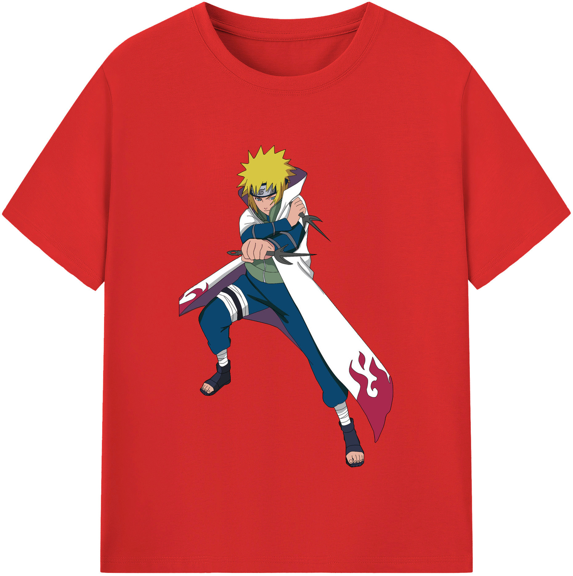 （画像用） NARUTO -ナルト- 波風 ミナト Namikaze Minato レディースカジュアルプリントTシャツ（綿100％）