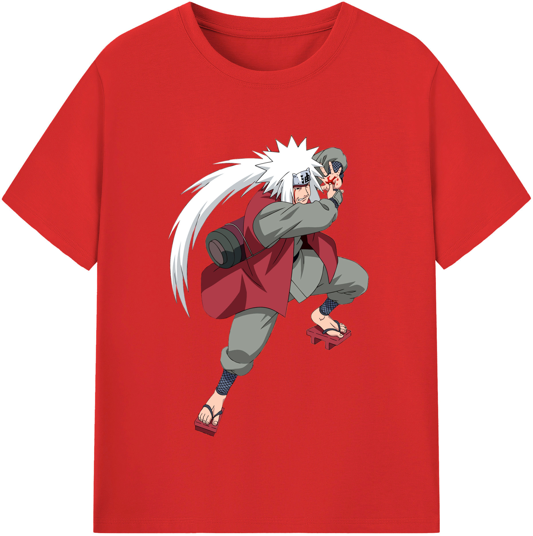 （画像用） NARUTO -ナルト- 自来也（じらいや） Jiraiya レディースカジュアルプリントTシャツ（綿100％）