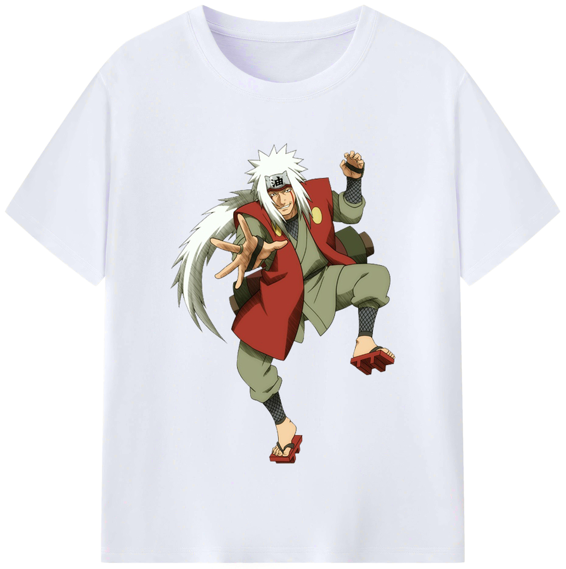 （画像用） NARUTO -ナルト- 自来也（じらいや） Jiraiya レディースカジュアルプリントTシャツ（綿100％）