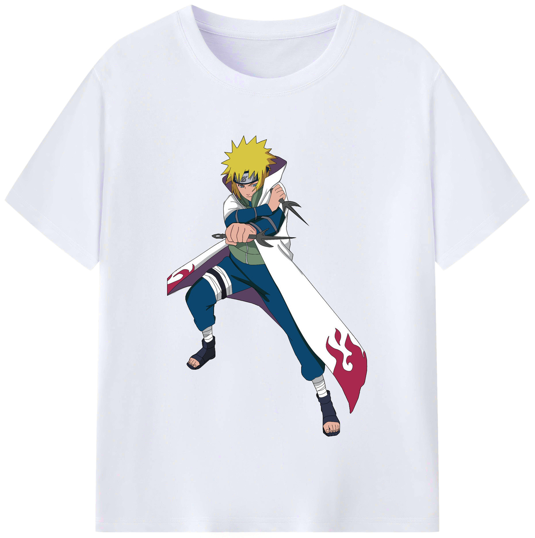 （画像用） NARUTO -ナルト- 波風 ミナト Namikaze Minato レディースカジュアルプリントTシャツ（綿100％）