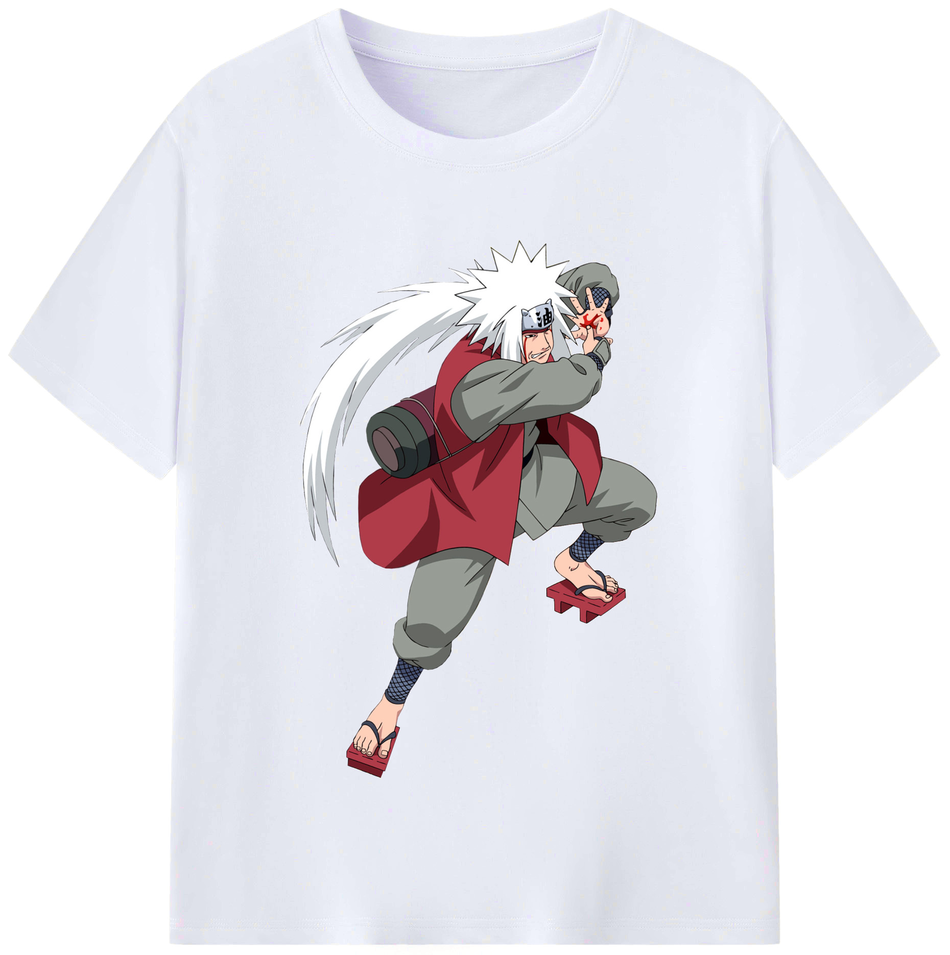 （画像用） NARUTO -ナルト- 自来也（じらいや） Jiraiya レディースカジュアルプリントTシャツ（綿100％）