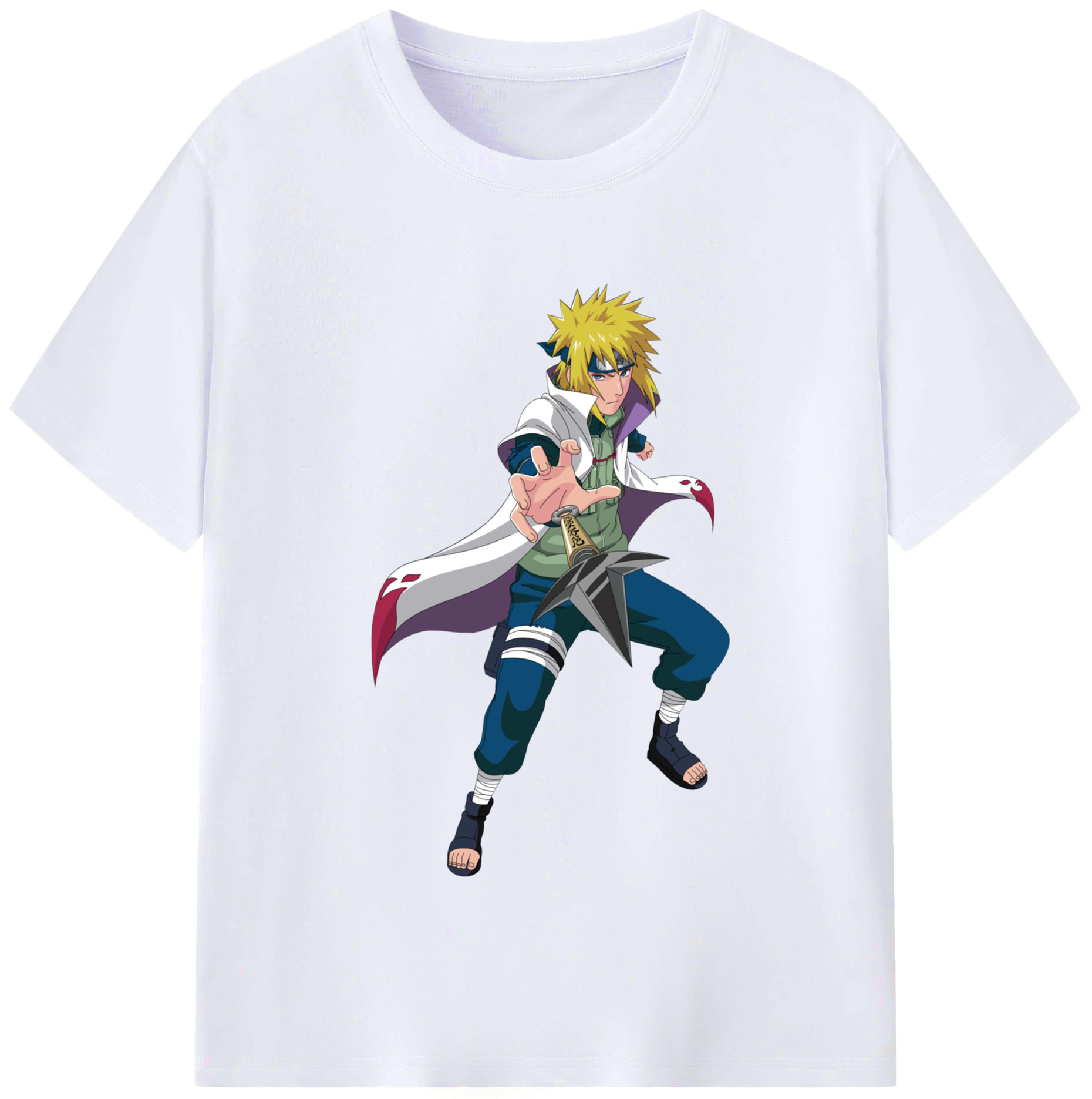 （画像用） NARUTO -ナルト- 波風 ミナト Namikaze Minato レディースカジュアルプリントTシャツ（綿100％）