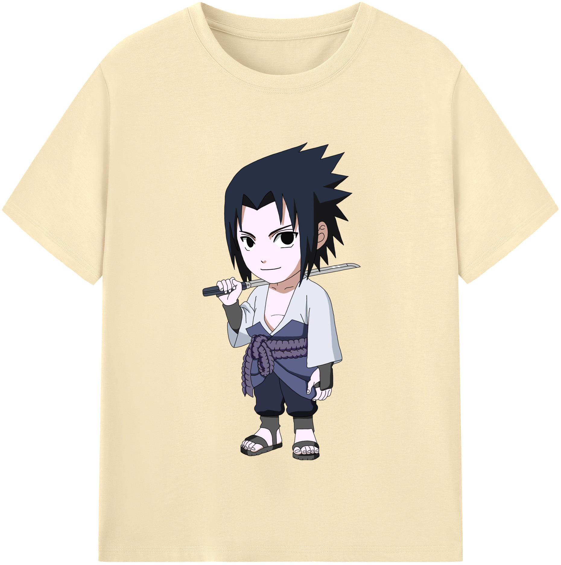 （画像用） NARUTO -ナルト- うちは サスケ Uchiha Sasuke 綿100％半袖Tシャツ（フロントプリント）