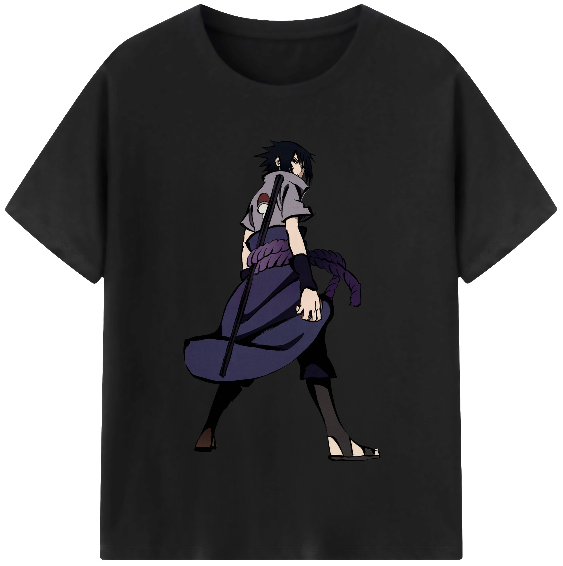 （画像用） NARUTO -ナルト- うちは サスケ Uchiha Sasuke 綿100％半袖Tシャツ（フロントプリント）