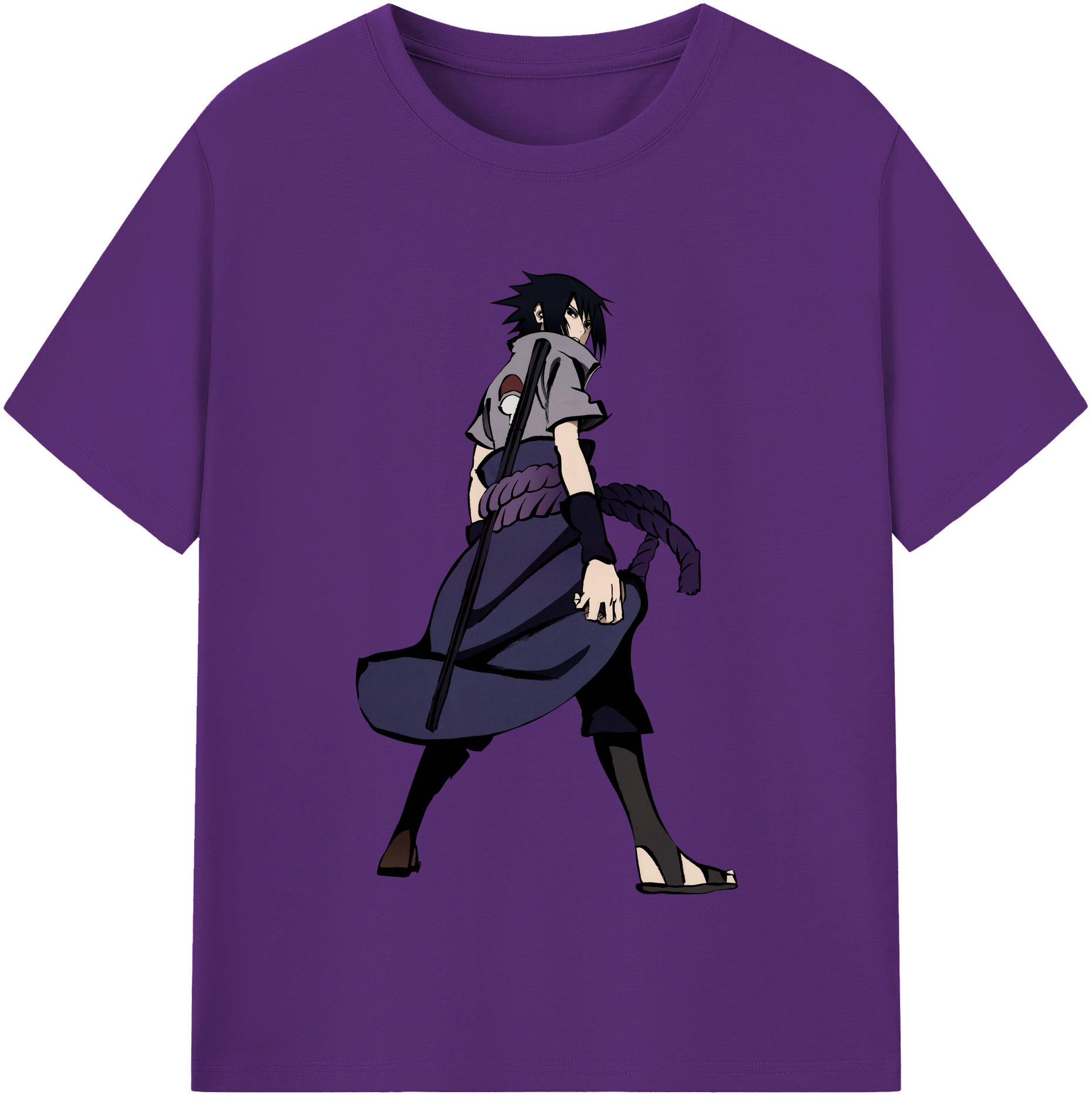 （画像用） NARUTO -ナルト- うちは サスケ Uchiha Sasuke 綿100％半袖Tシャツ（フロントプリント）