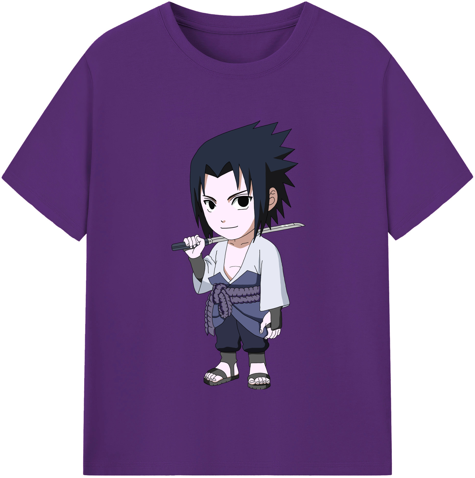 （画像用） NARUTO -ナルト- うちは サスケ Uchiha Sasuke 綿100％半袖Tシャツ（フロントプリント）