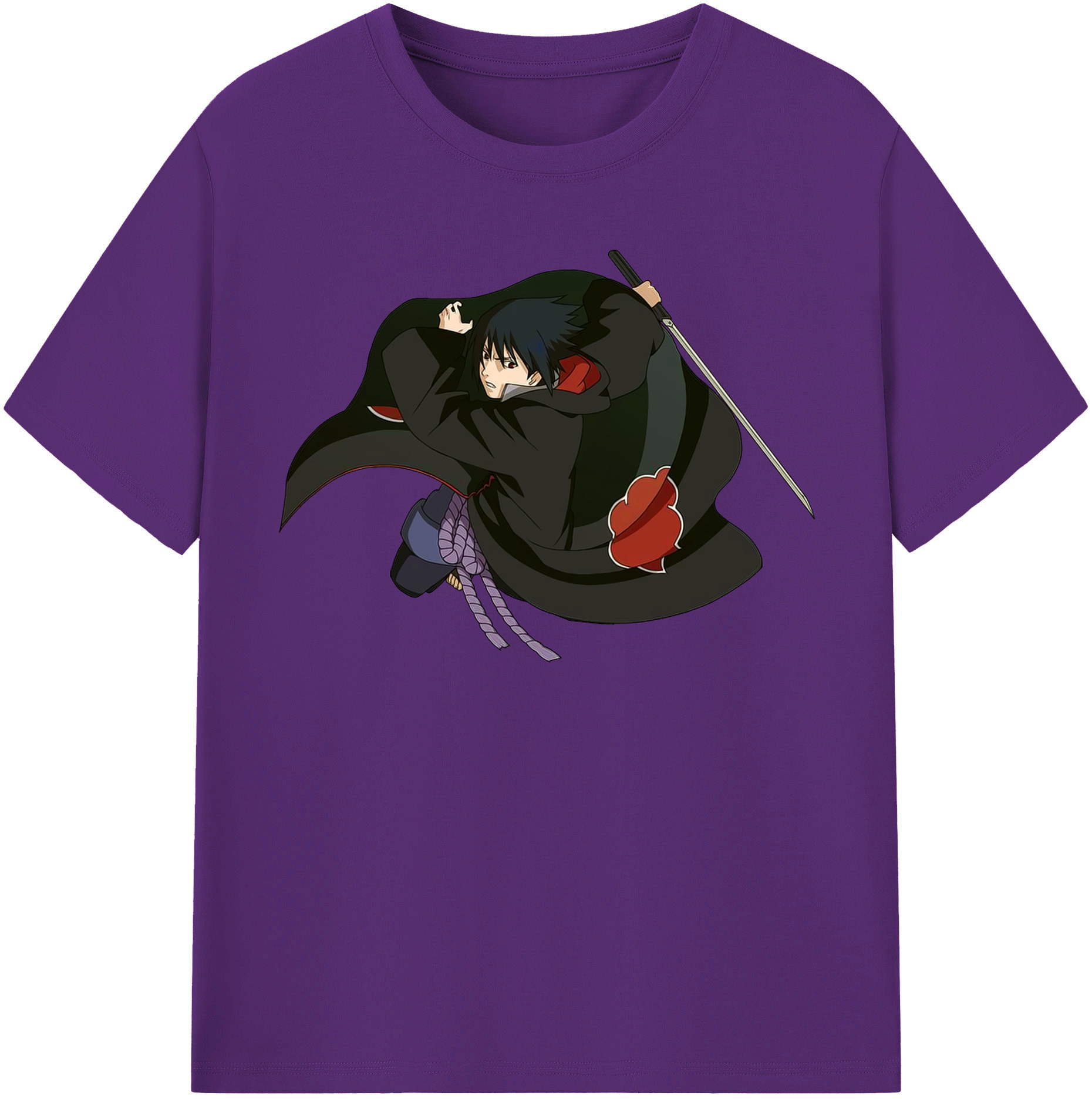 （画像用） NARUTO -ナルト- うちは サスケ Uchiha Sasuke 綿100％半袖Tシャツ（フロントプリント）