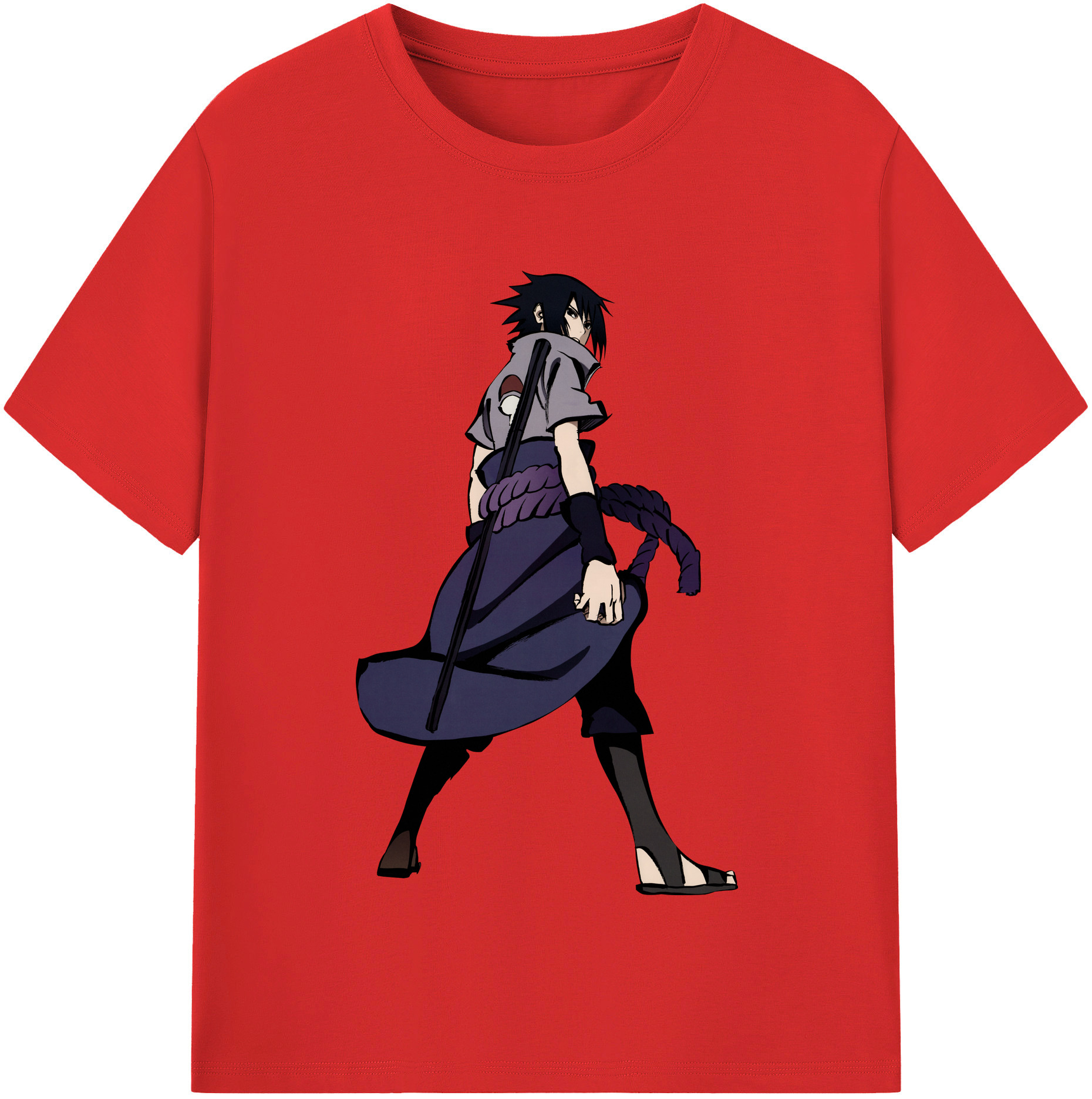 （画像用） NARUTO -ナルト- うちは サスケ Uchiha Sasuke 綿100％半袖Tシャツ（フロントプリント）