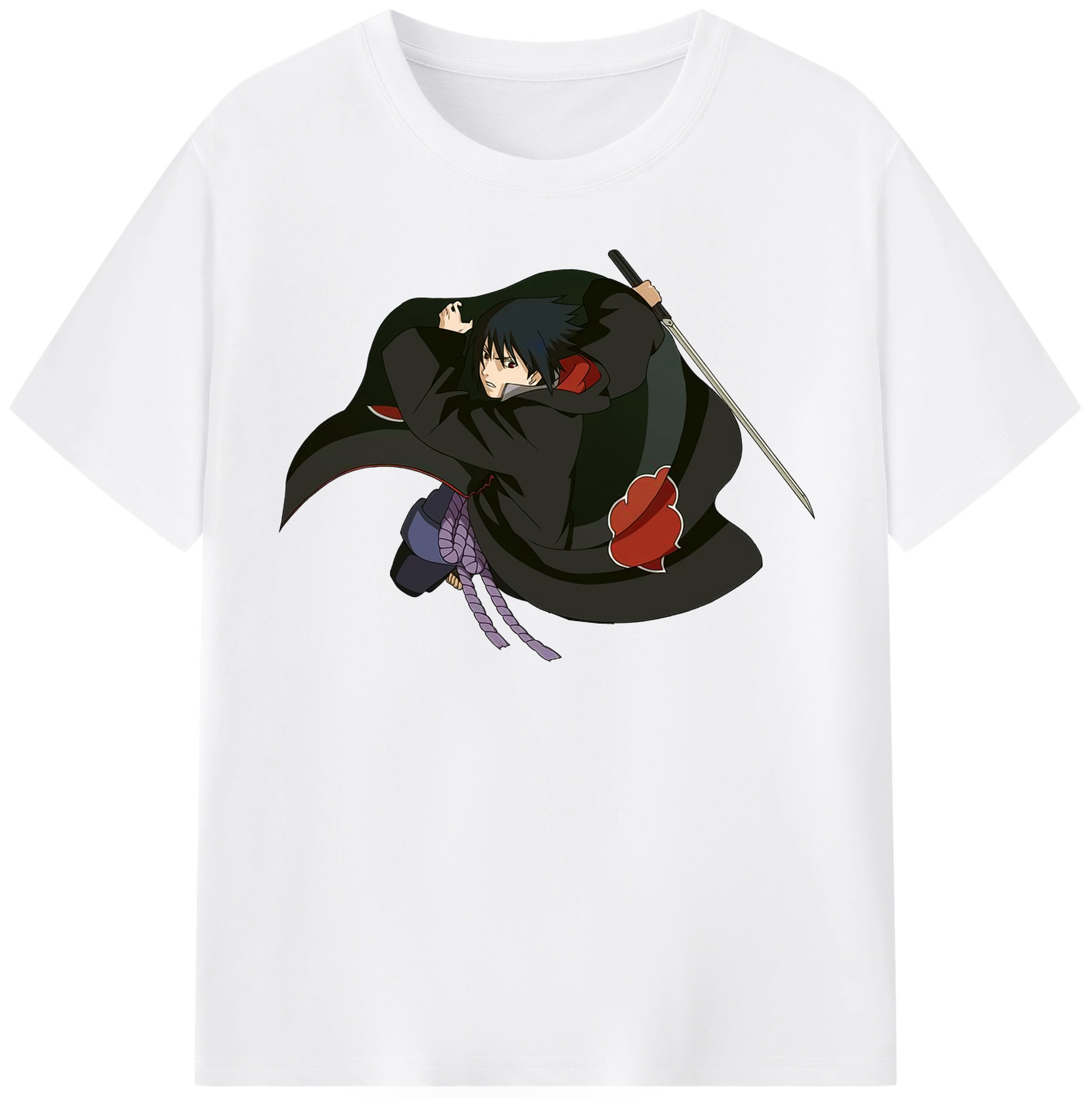 （画像用） NARUTO -ナルト- うちは サスケ Uchiha Sasuke 綿100％半袖Tシャツ（フロントプリント）
